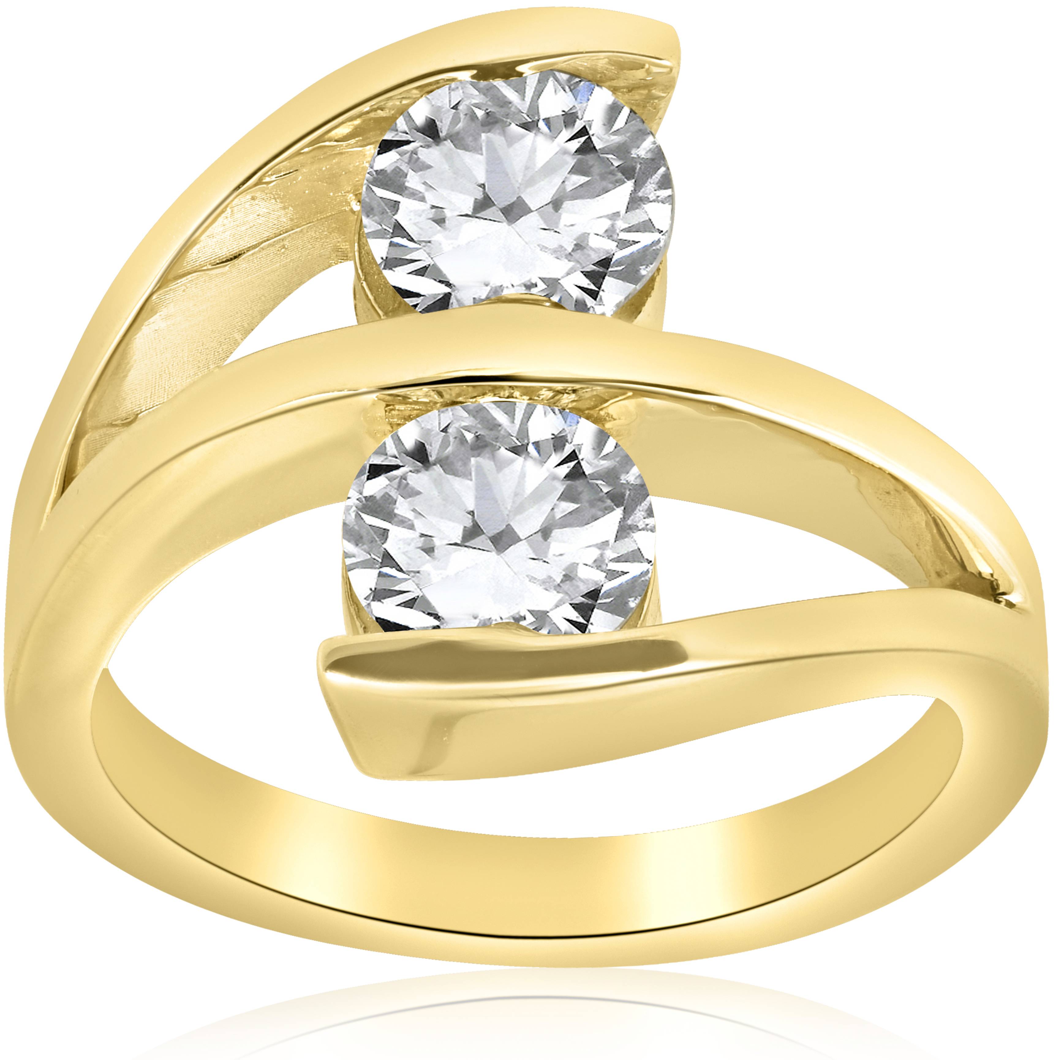 2 ct Diamond Moi Et Toi Ring Yellow Gold