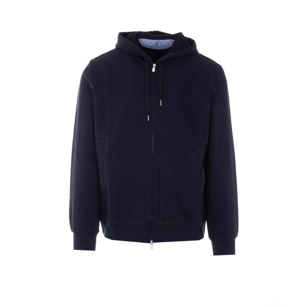 Brunello Cucinelli Men Techno Cotton Sweatshirt Topwear With Zip And Hood