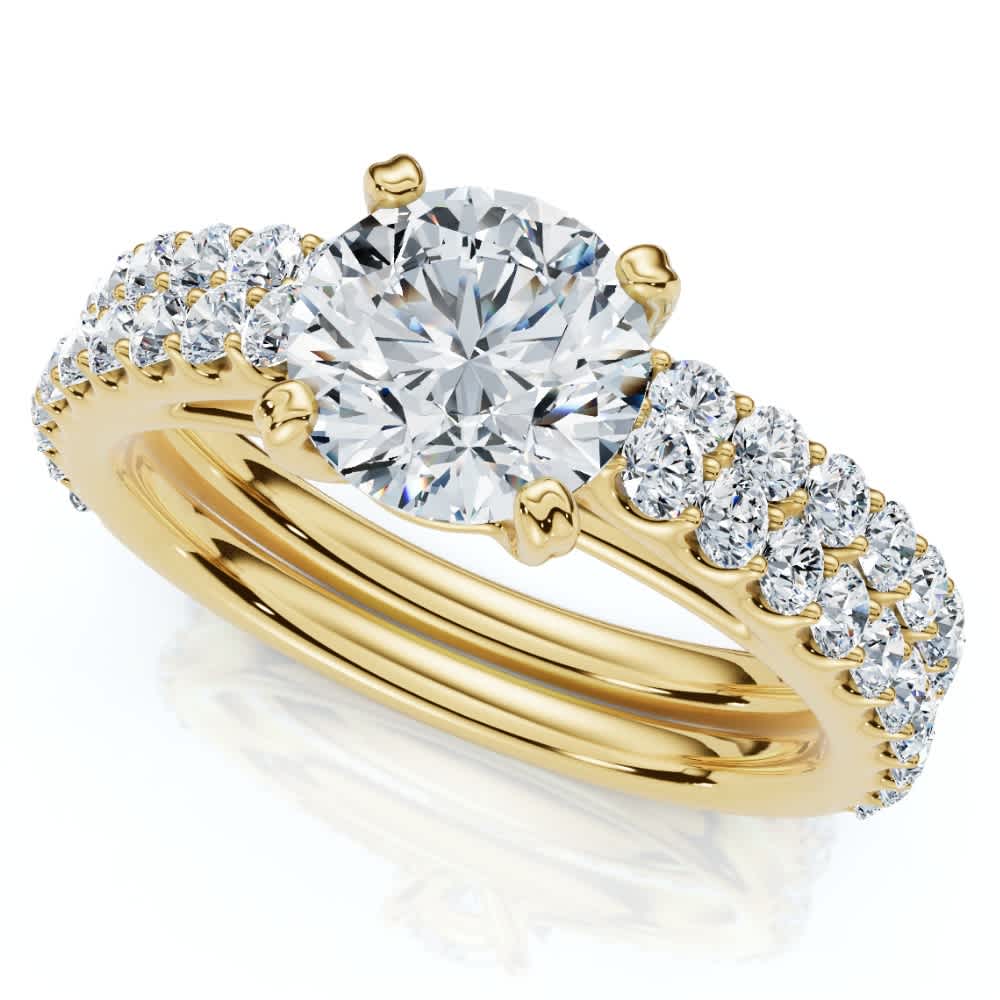 Certified 2 3/4Ct Diamond Engagement Wedding Ring Set 14k Gold Lab Grown