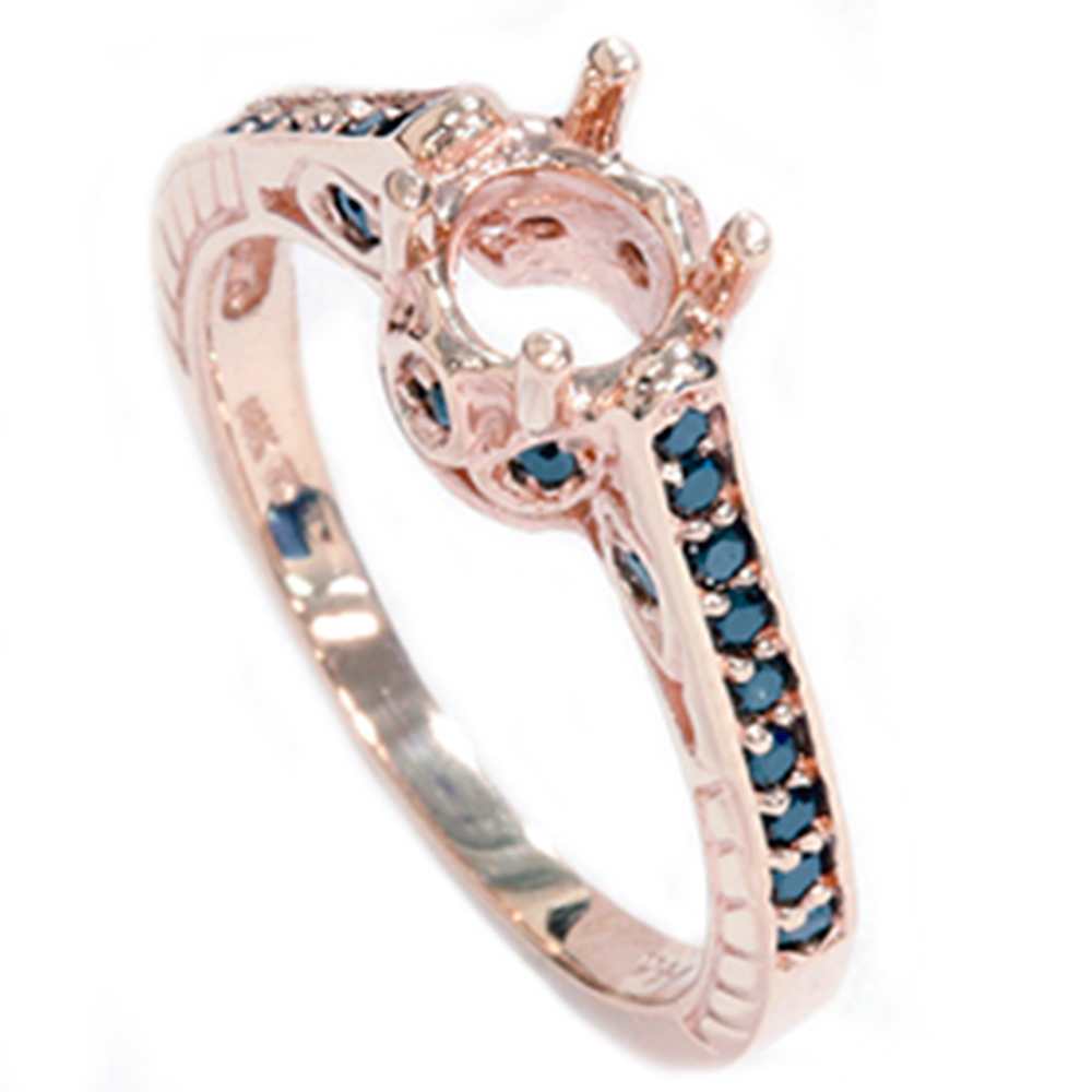 Rose Gold 1/4ct Vintage Black Diamond Ring Setting 14K Size Selectable