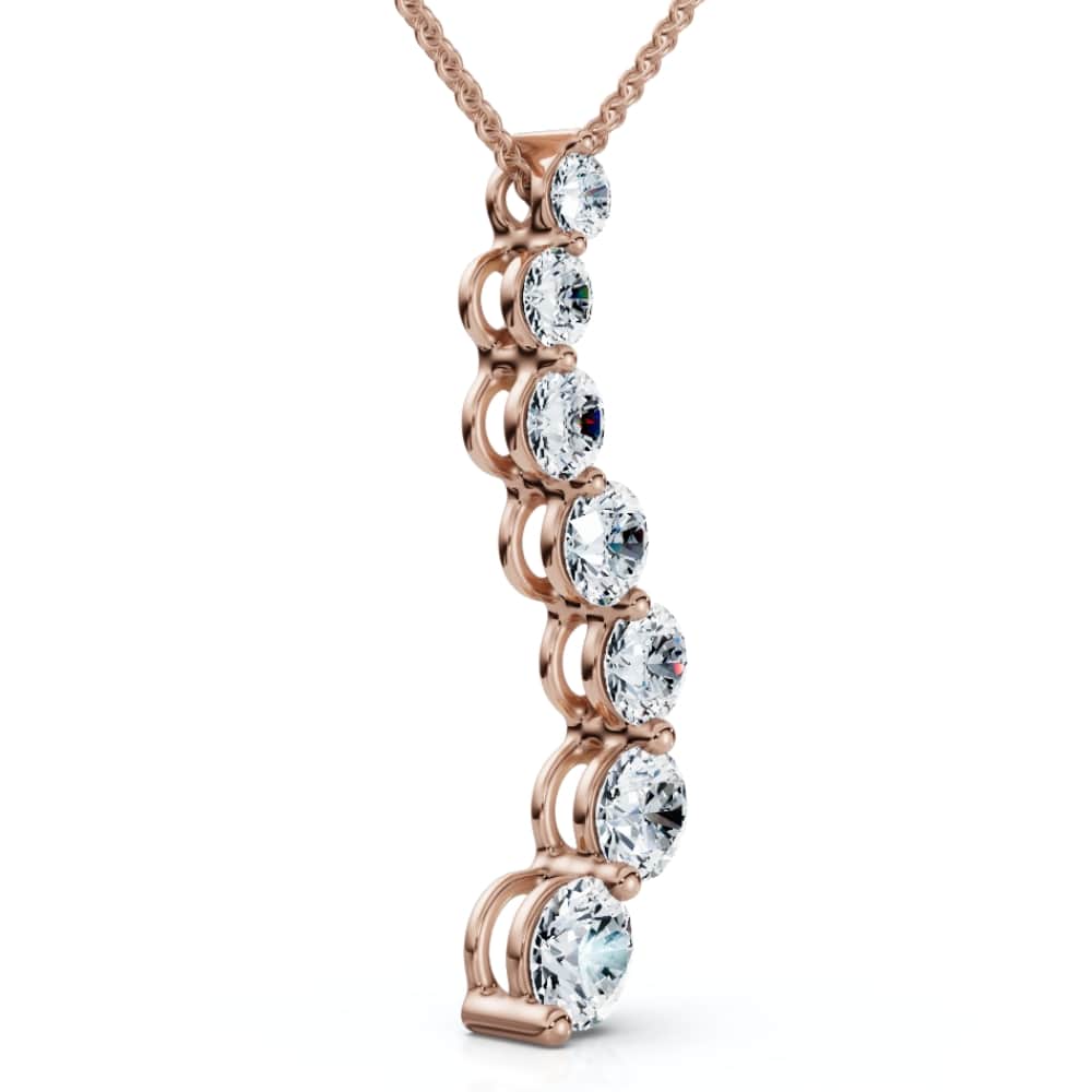 F/VS 3Ct Diamond Journey Pendant Gold Women's Necklace Lab Grown
