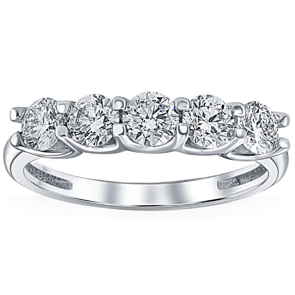 1Ct T.W. Five Stone Diamond Wedding Ring 14k White or Yellow Gold Lab Grown