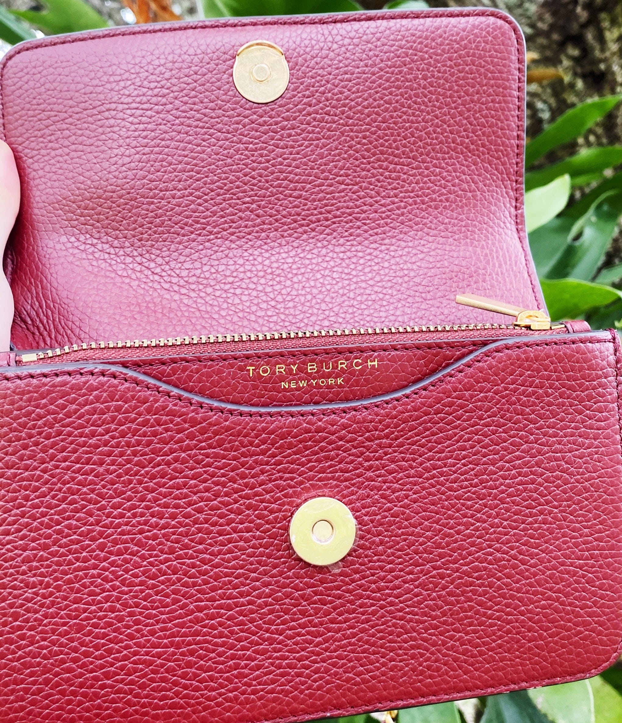 Tory Burch Britten Embellished Mini Top Handle Bag Crossbody Blood Red Floral