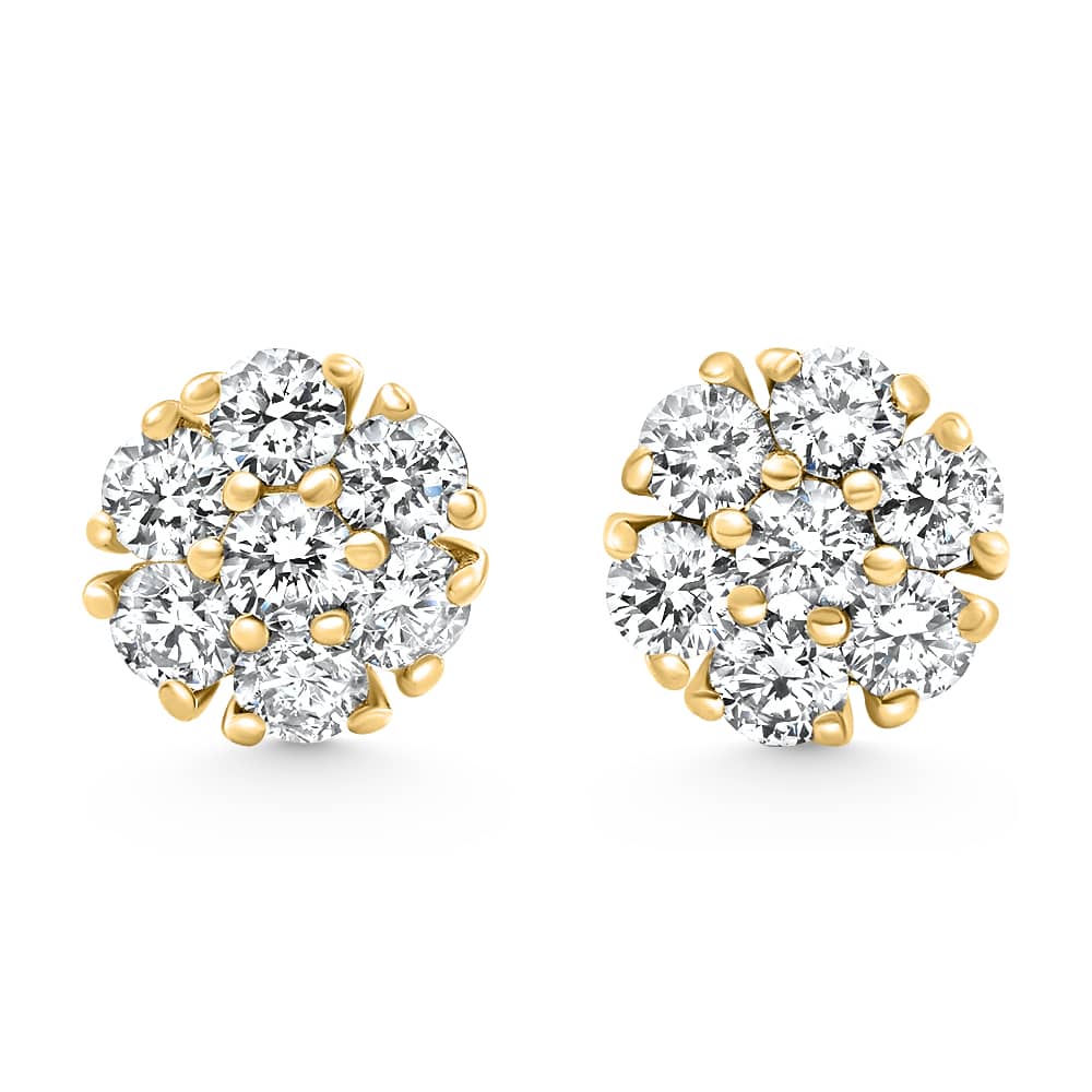1Ct Diamond Cluster Pave Studs Screwback Earrings 14k Gold Lab Grown