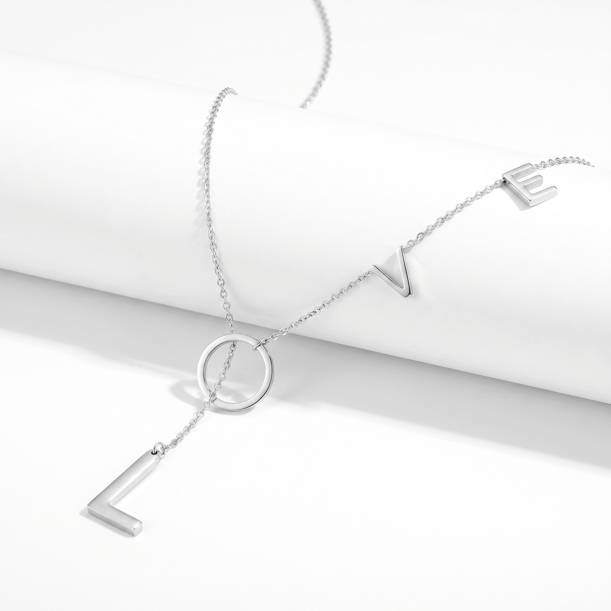Love Lariat Necklace 18k White Gold Plated 21"