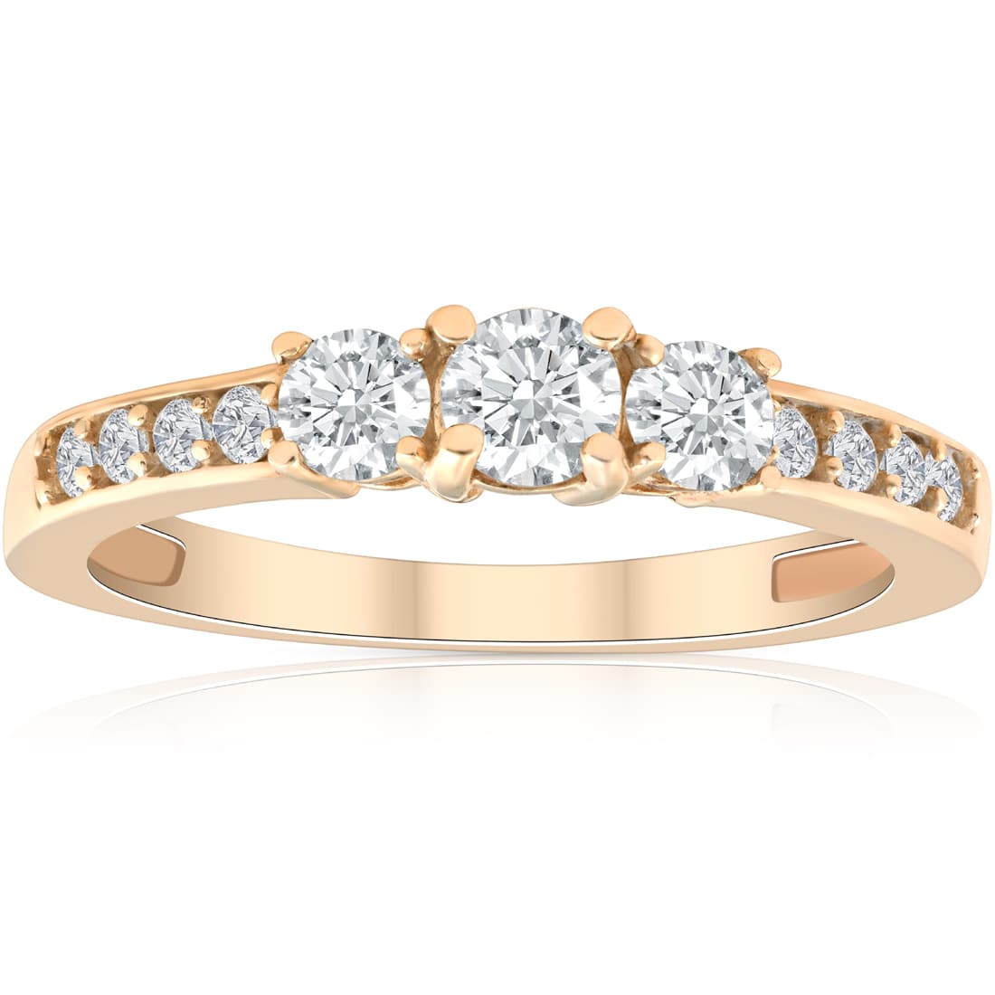 1/2ct Diamond Three Stone Ring 14K Yellow Gold Size Selectable
