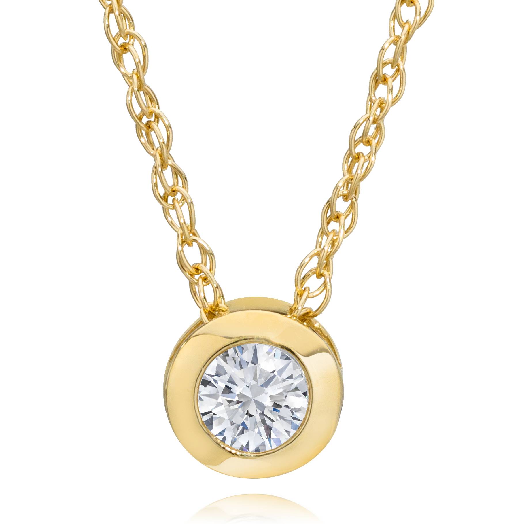 14K Yellow Gold 1/4ct Round Lab Grown Diamond Solitaire Bezel Pendant