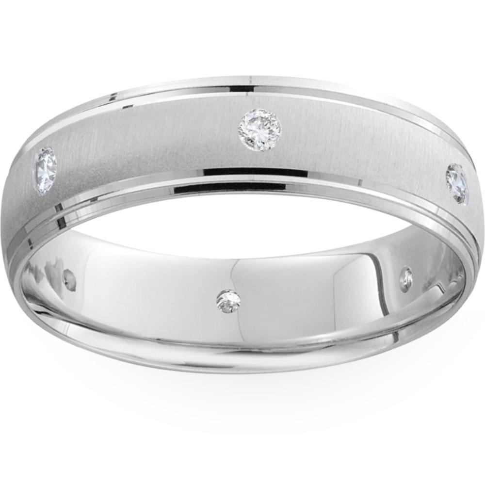 Mens 14k White Gold 6mm Wedding Ring