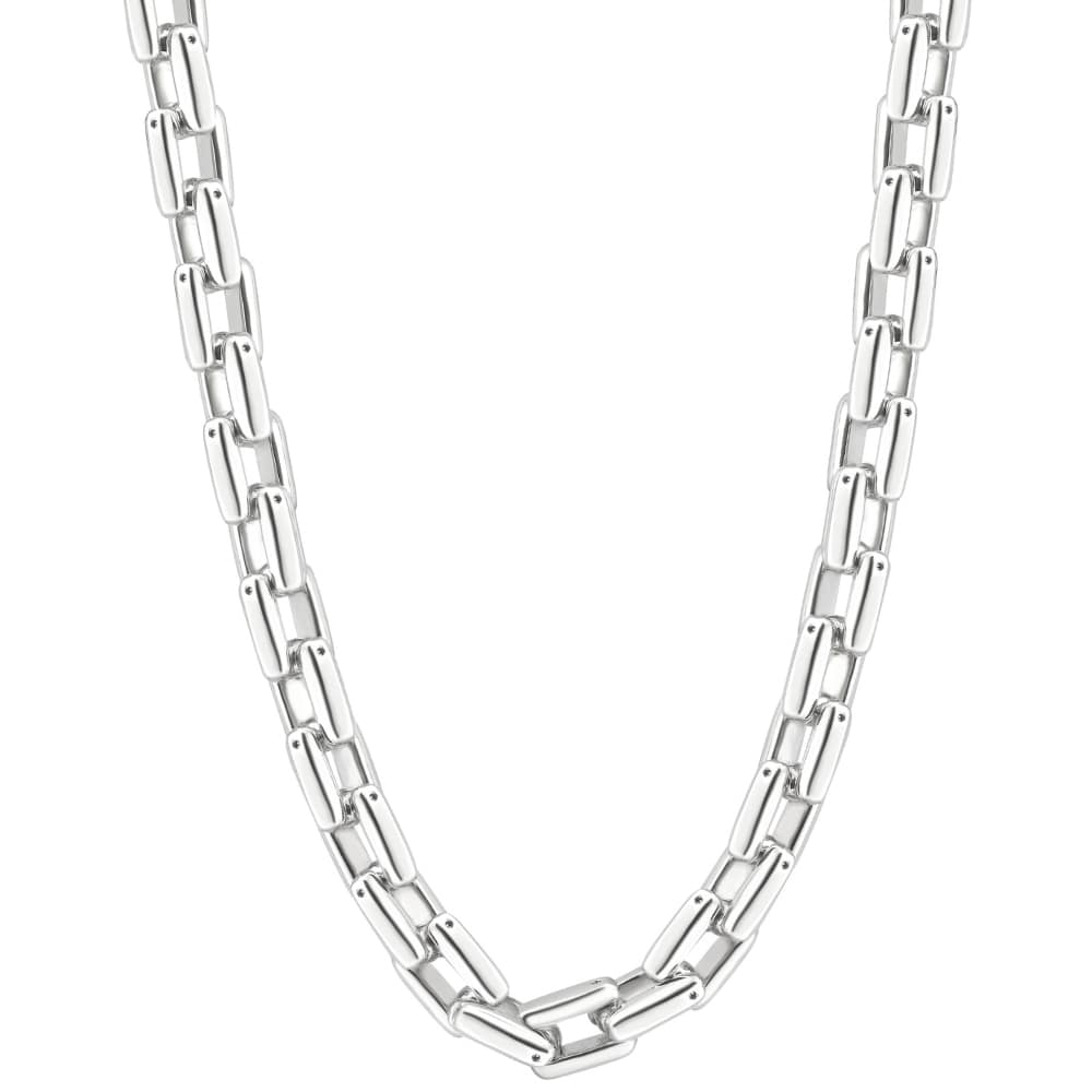 Men's Polished Steel Single Tone Clasp 9.5mm Flexible Link  24" Chain