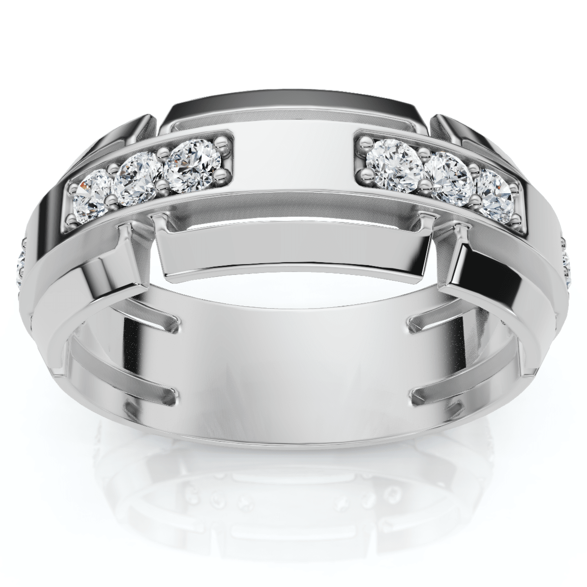 Men's 1/2Ct 7mm Wide Interlocked Diamond Wedding Ring 14k Gold Lab Grown
