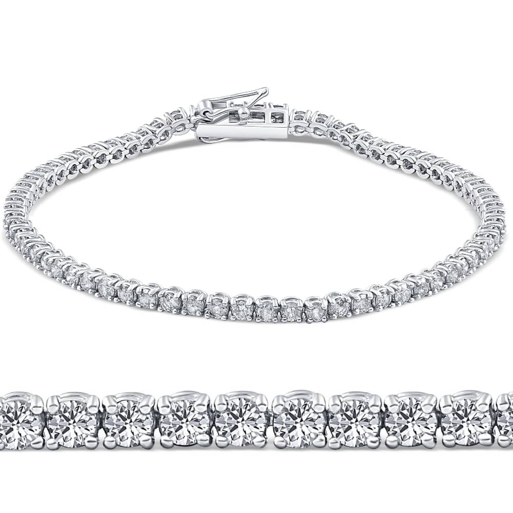 3ct Diamond Tennis Bracelet 14K White Gold Round Brilliant Cut 7 Inches
