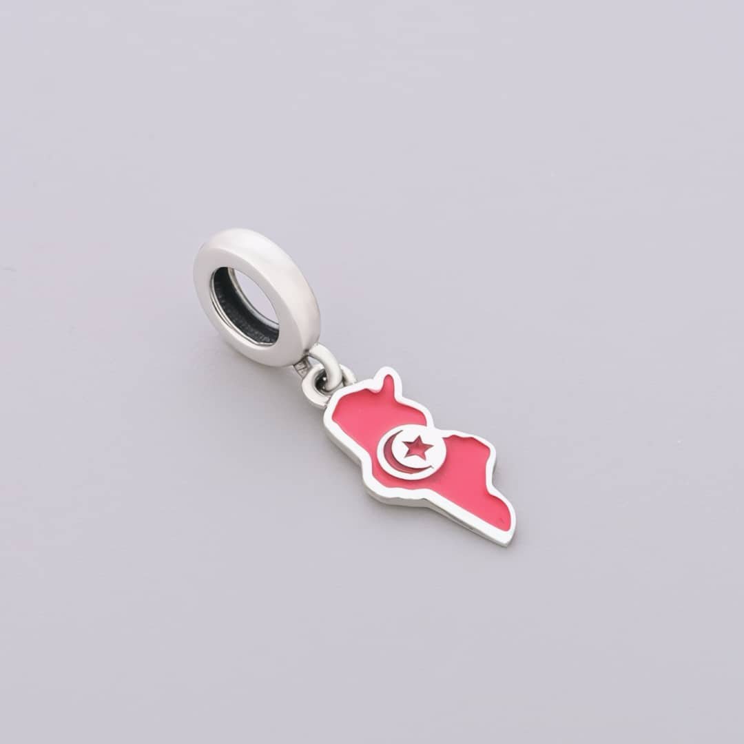 Tunisia Map Flag Dangle Charm