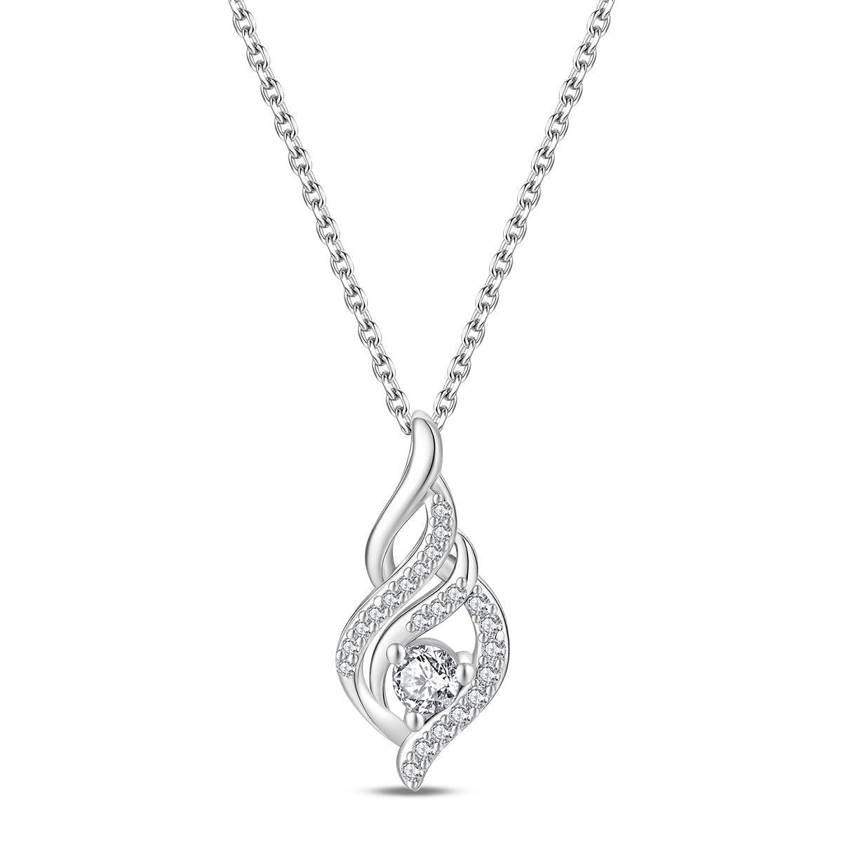Twisted Flame Pavé Pendant Necklace
