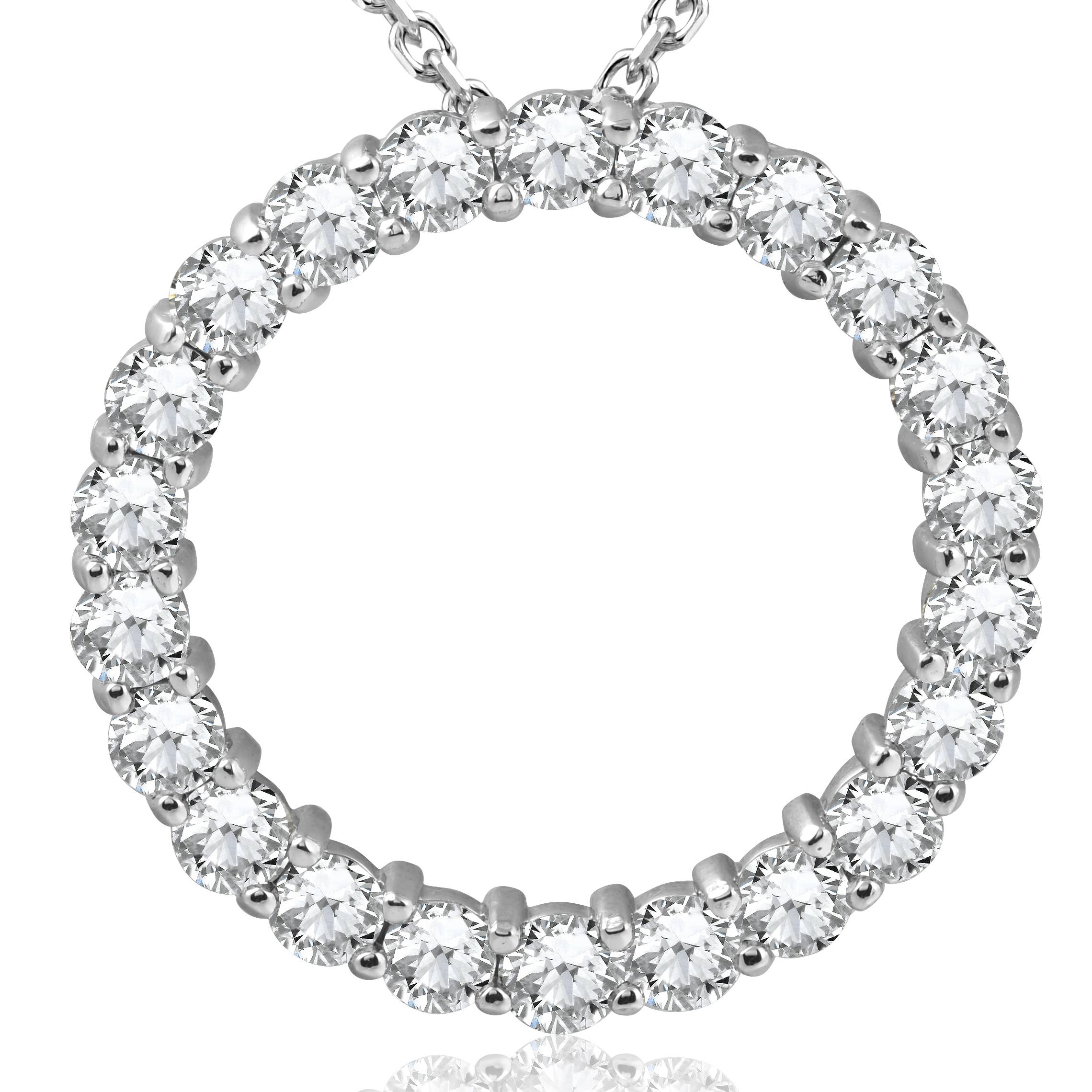 5ct Diamond Circle Pendant 14K White Gold Lab Grown