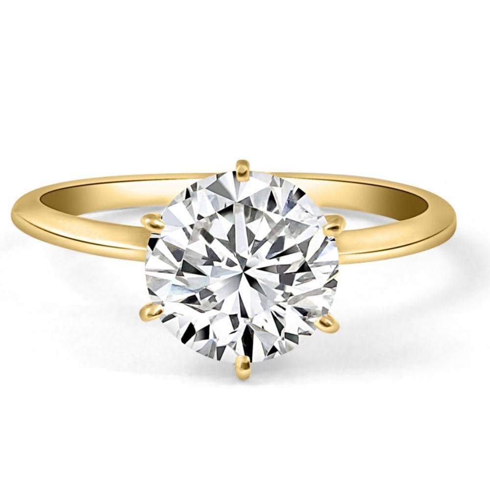 Certified 2CT Lab Grown Diamond Solitaire Engagement Ring 14k Yellow Gold Size: 7.5