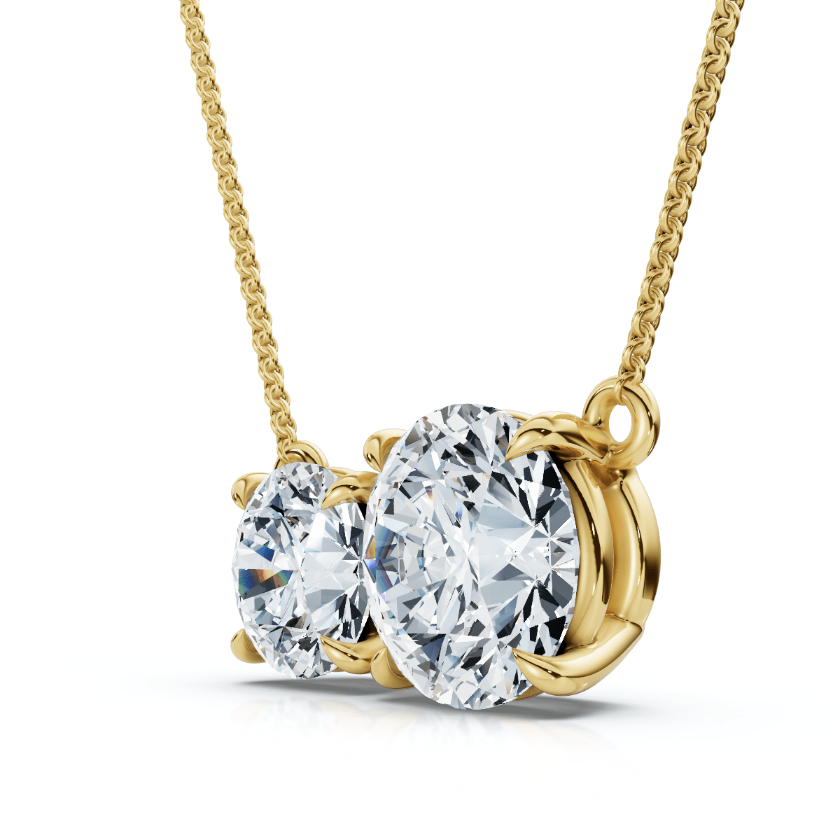 1 1/2Ct Rounds Toi et Moi Diamond Pendant 14k Gold or Pt Lab Grown Size: 1/3" Wide