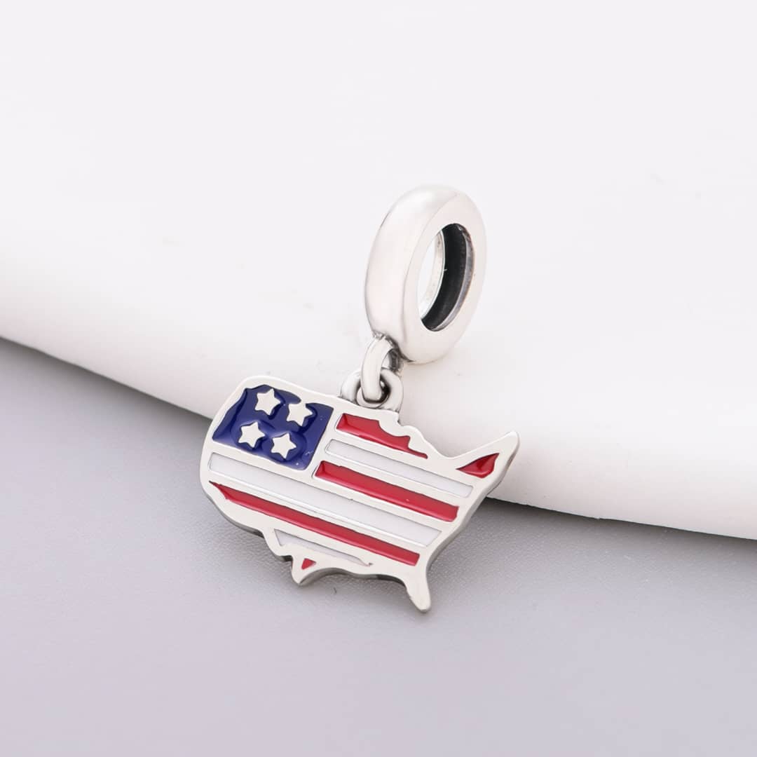 United States Map Flag Dangle Charm