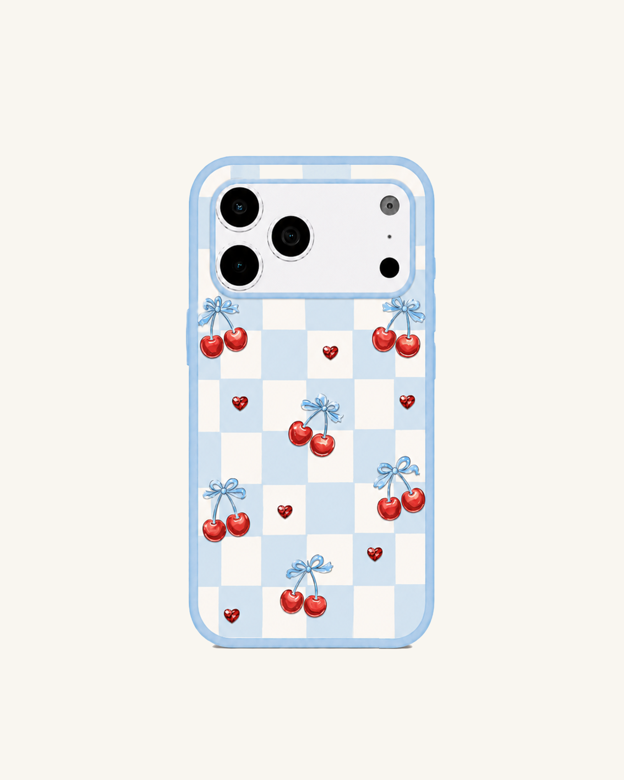 Cherry Checkerboard Phone Case – Blue
