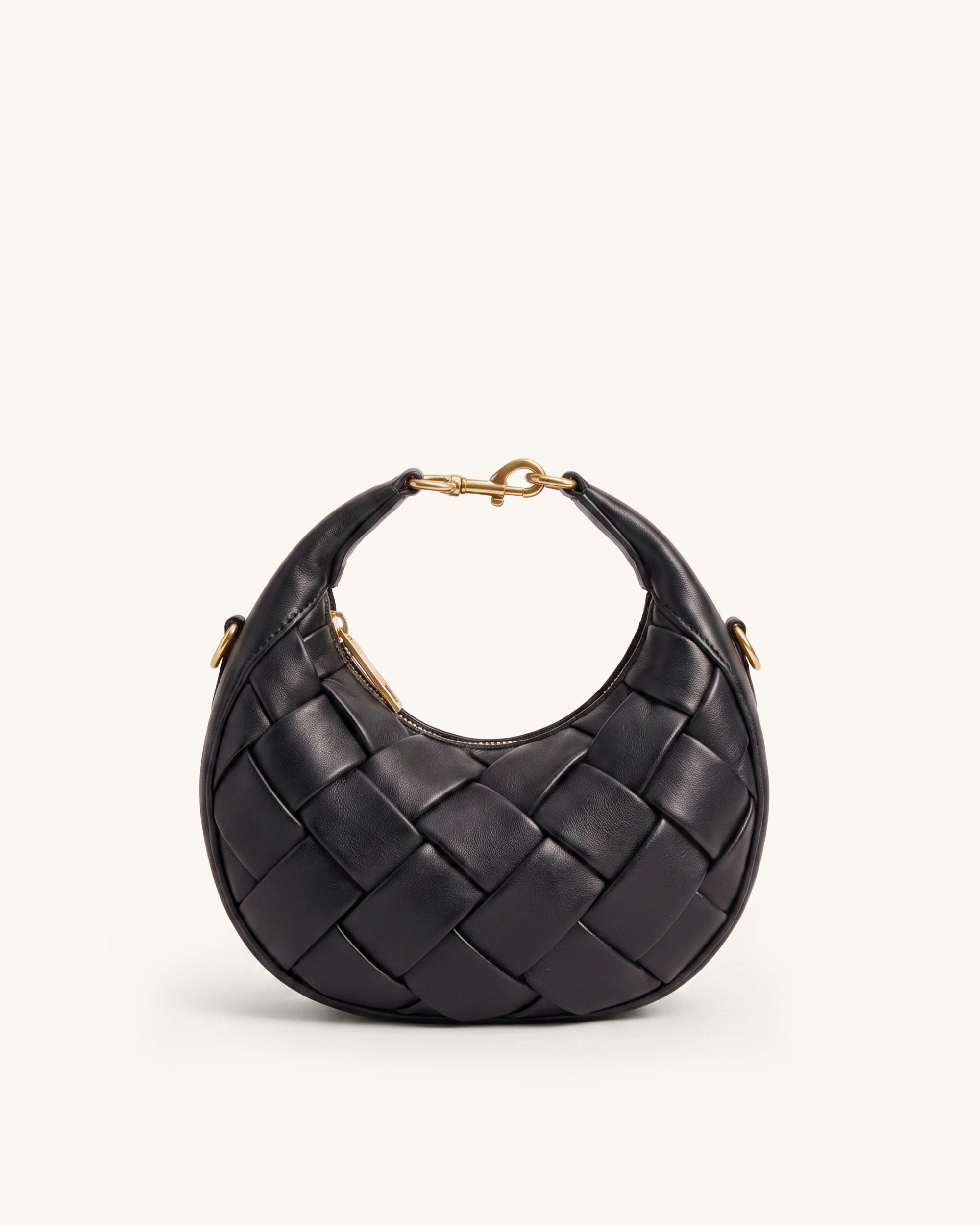 Orla Woven Moon Shoulder Bag - Black