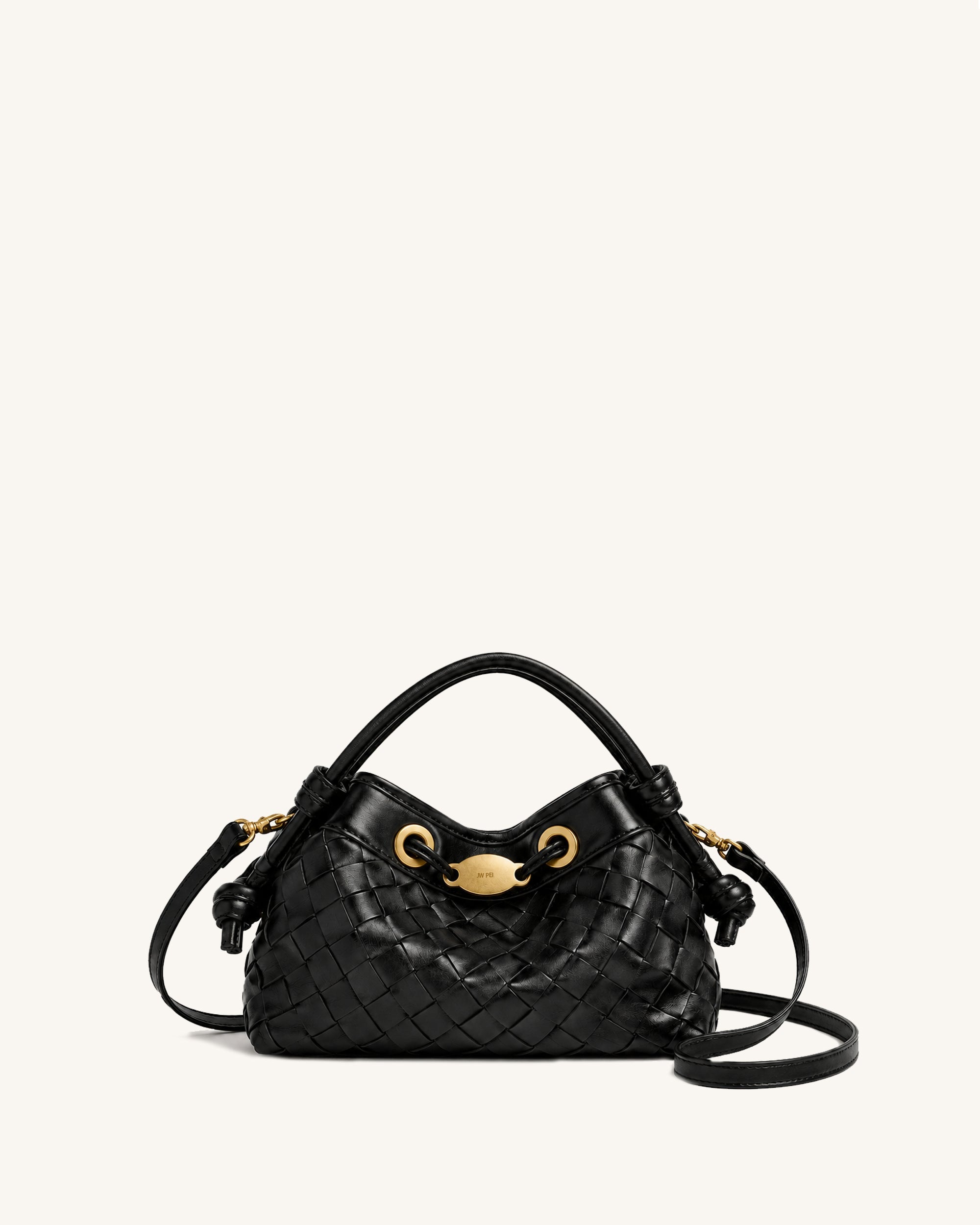 Yara Soft Woven Top Handle Crossbody Bag - Black