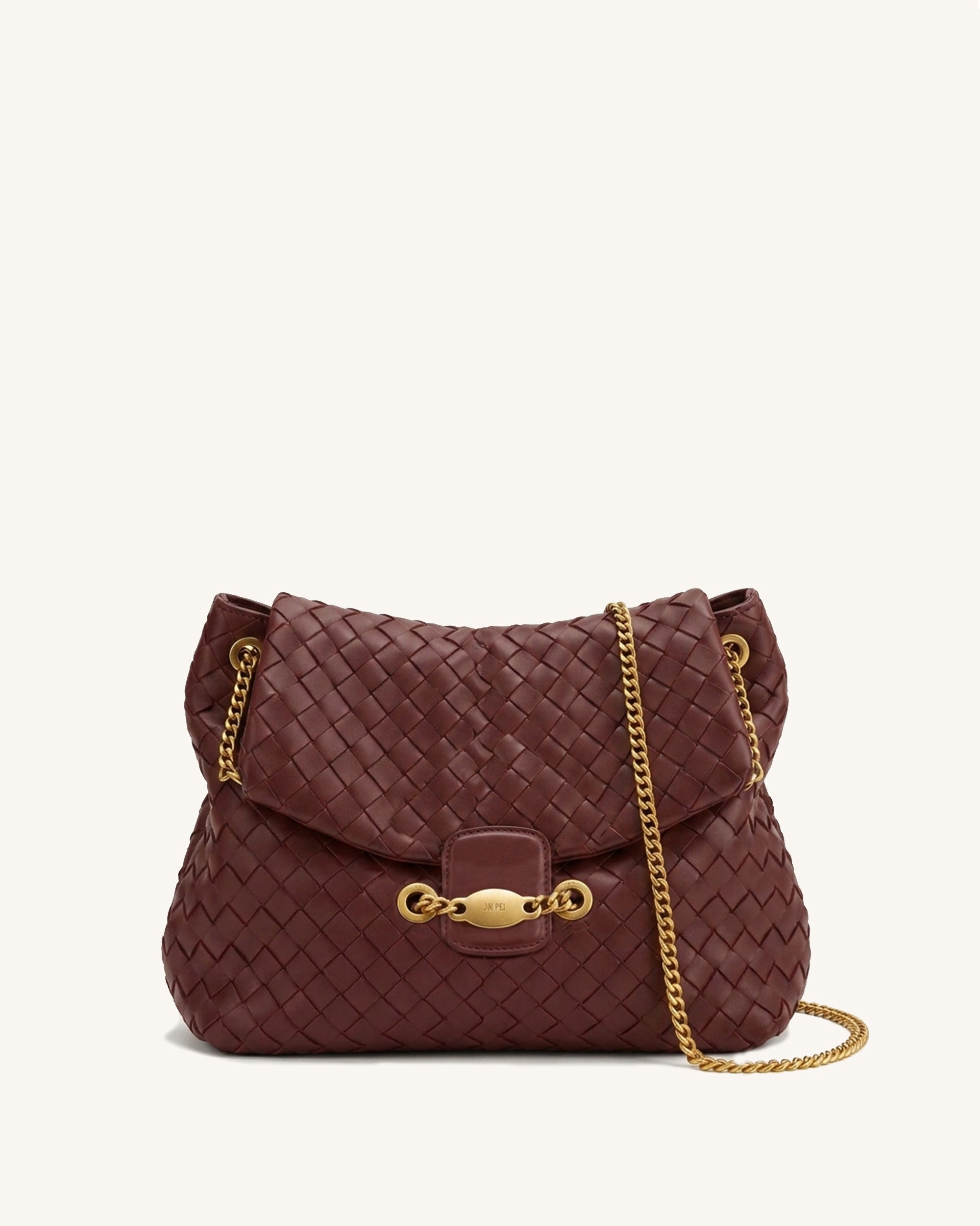 Yara Woven Chain Shoulder Bag - Deep Burgundy