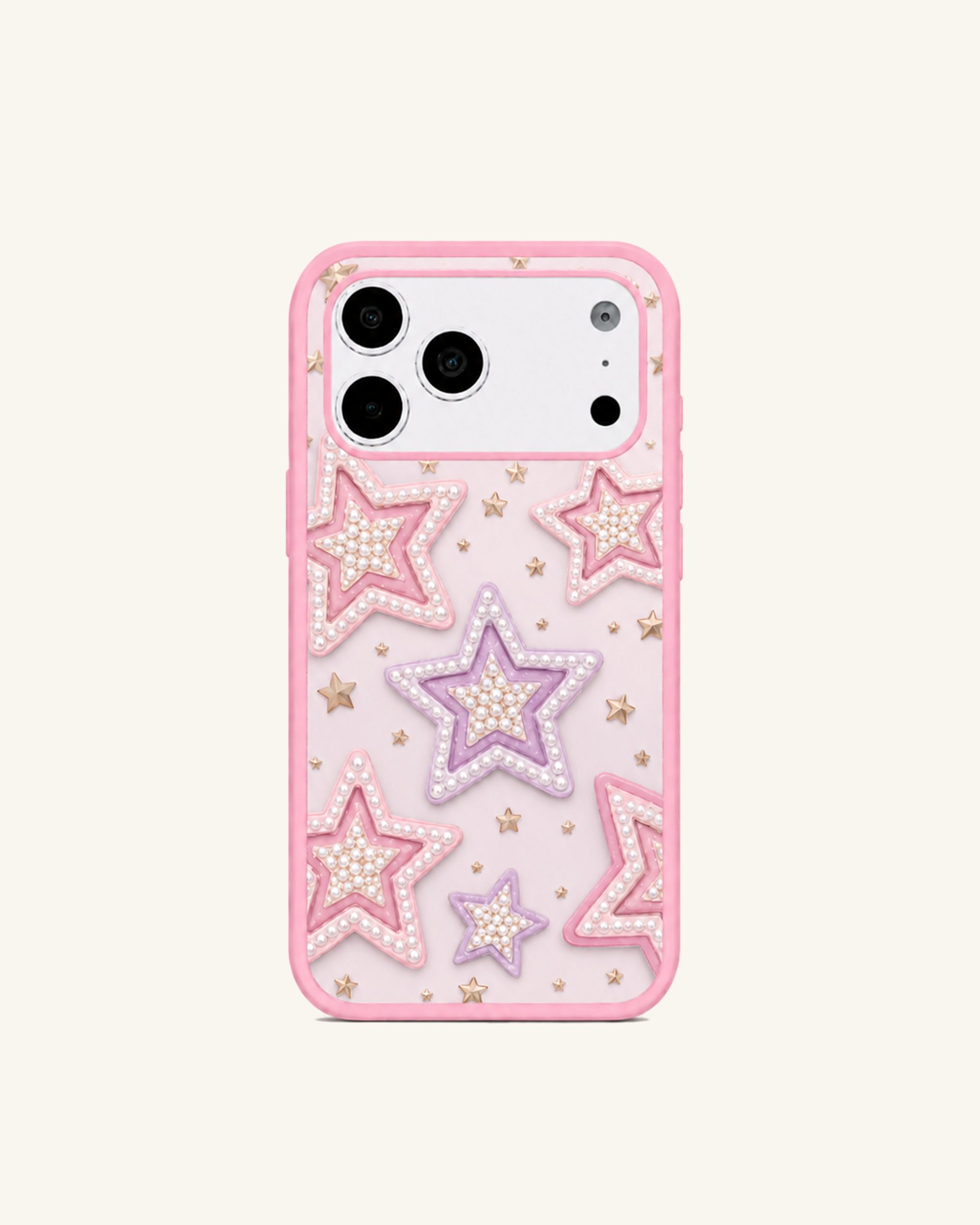 Star Pearl Embellished Phone Case – Pink
