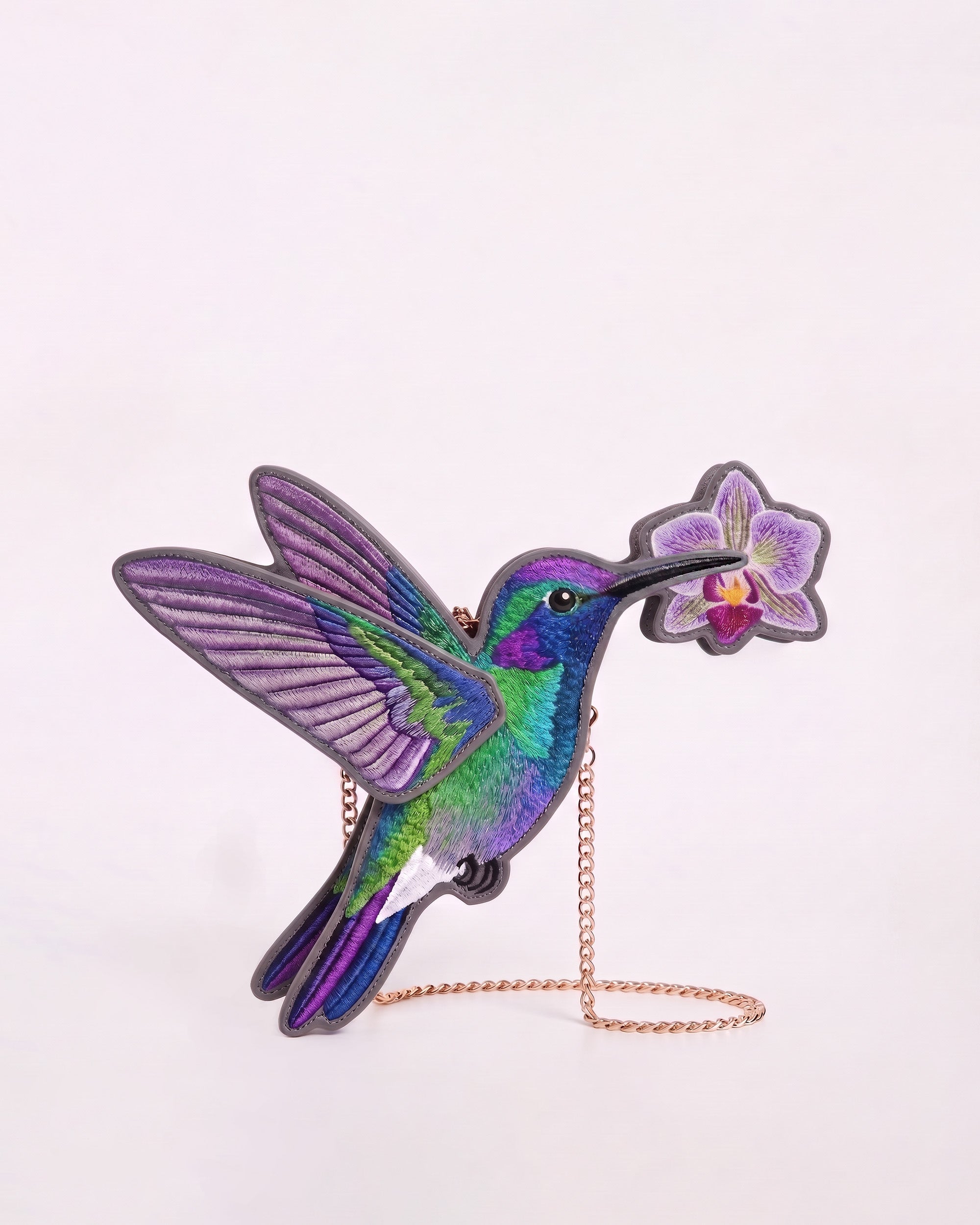 Orchid Hummingbird Crossbody Bag - Purple Multi