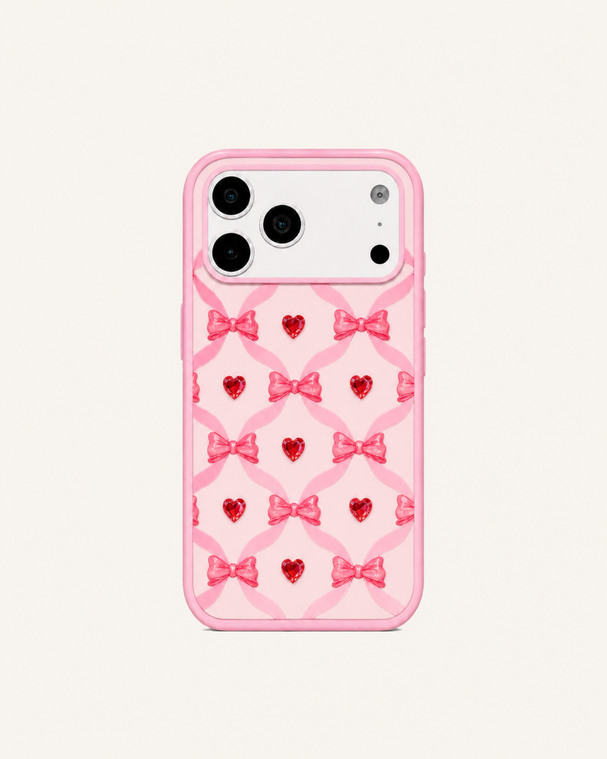 Pink Bow And Heart Phone Case – Pink