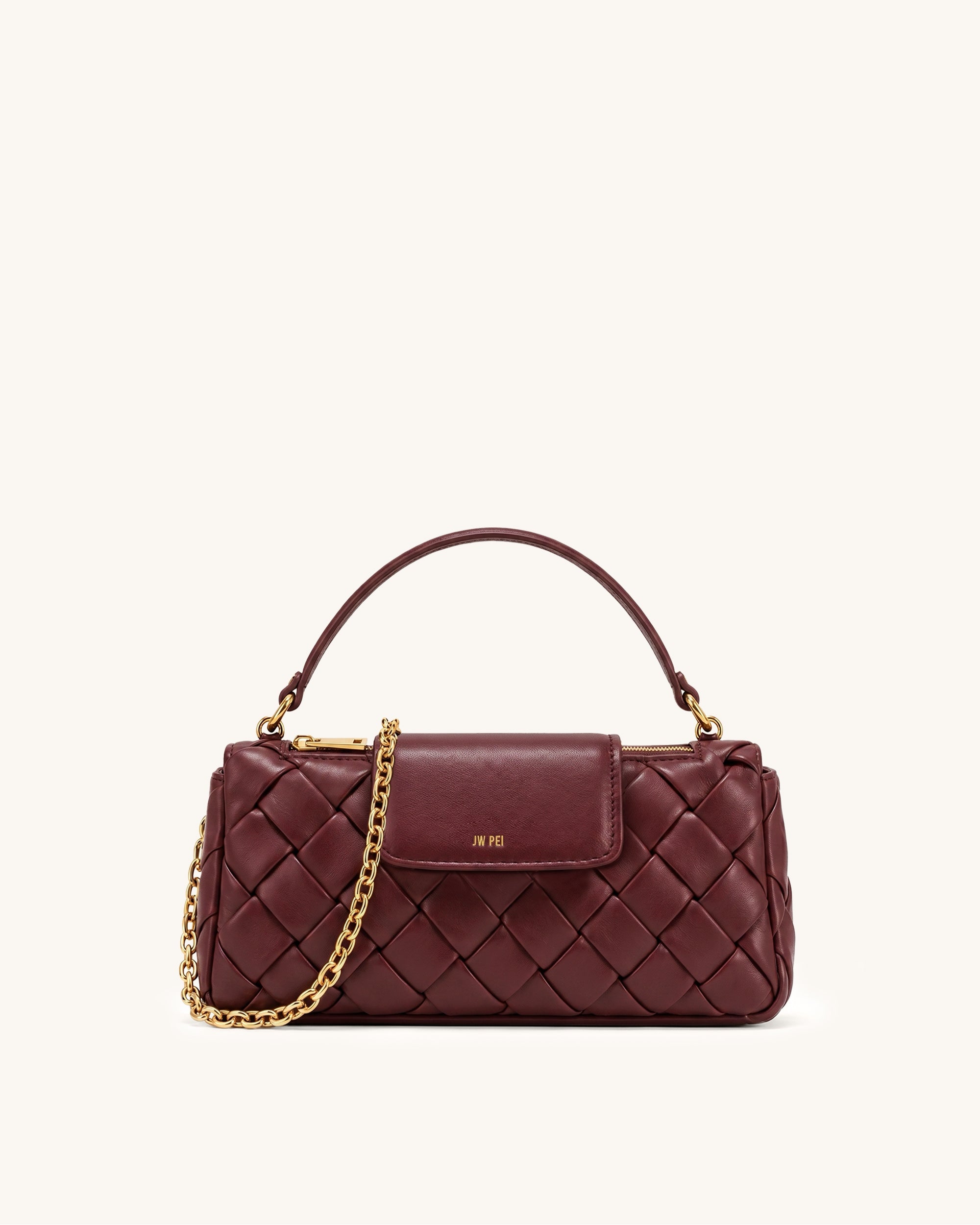 Orla Woven Chain Shoulder Bag - Burgundy