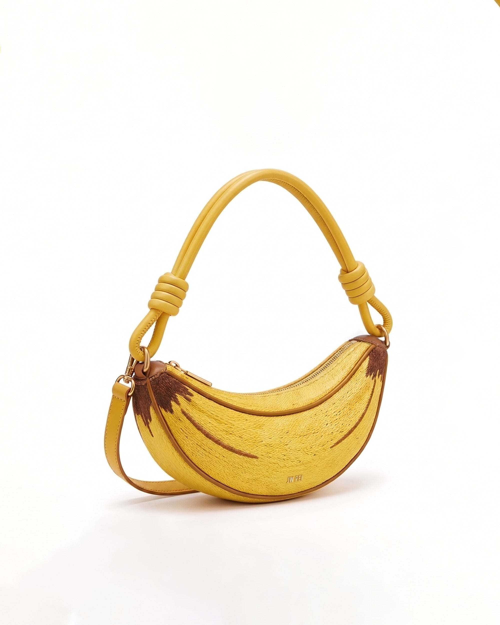 Banana Embroidered Top Handle Bag - Yellow