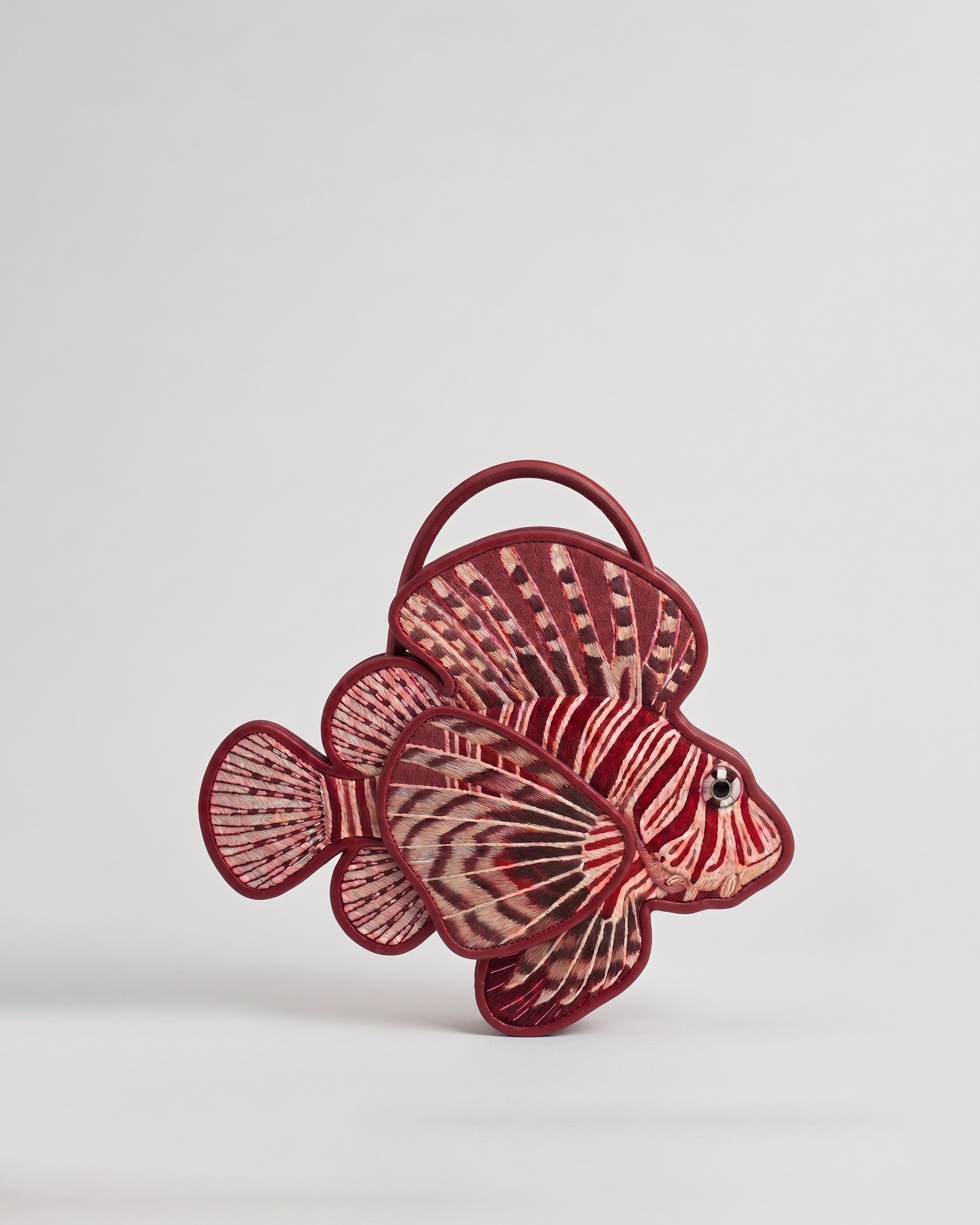 Lionfish Shaped Top Handle Bag - Red