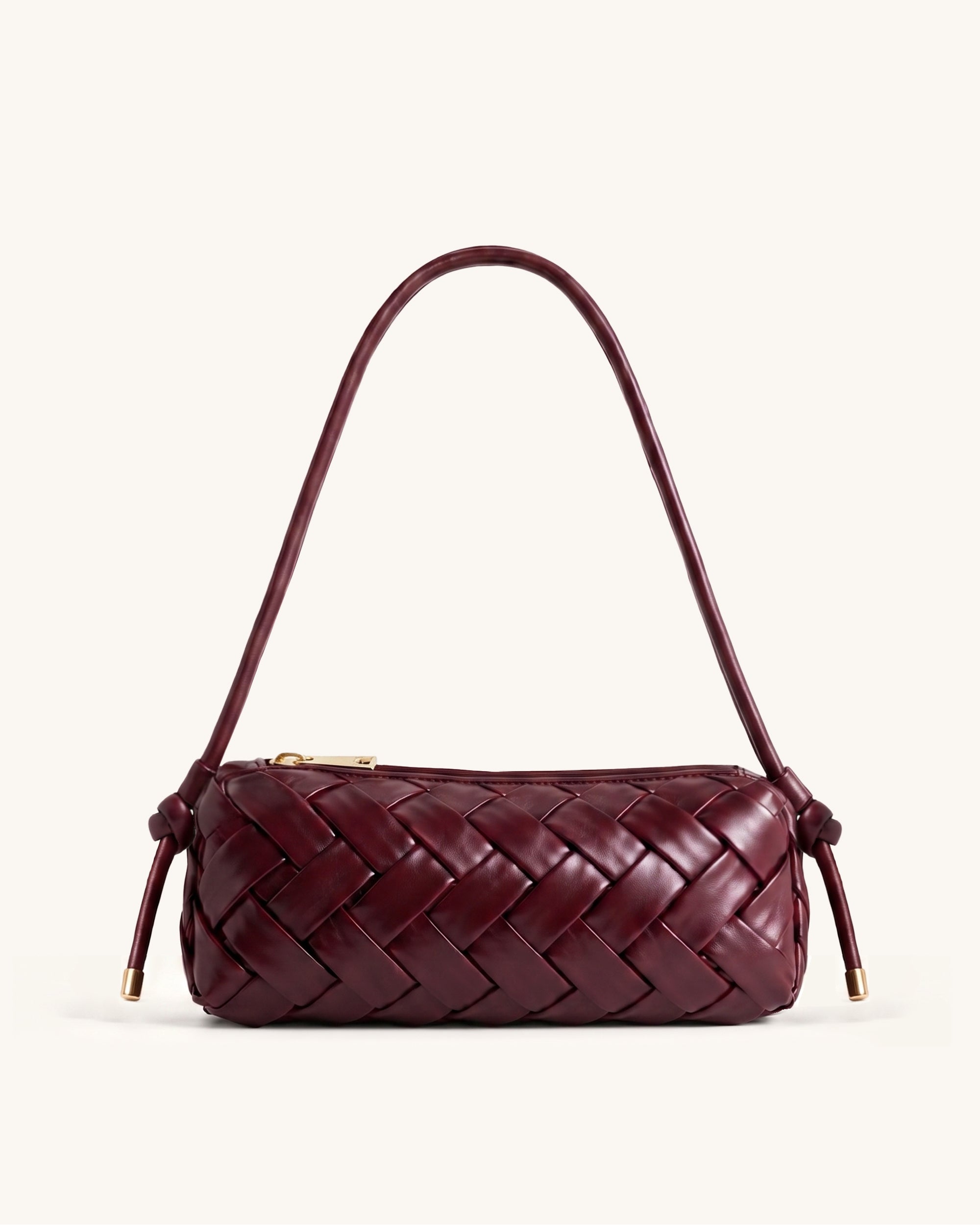 Orla Woven Knotted Shoulder Bag - Burgundy