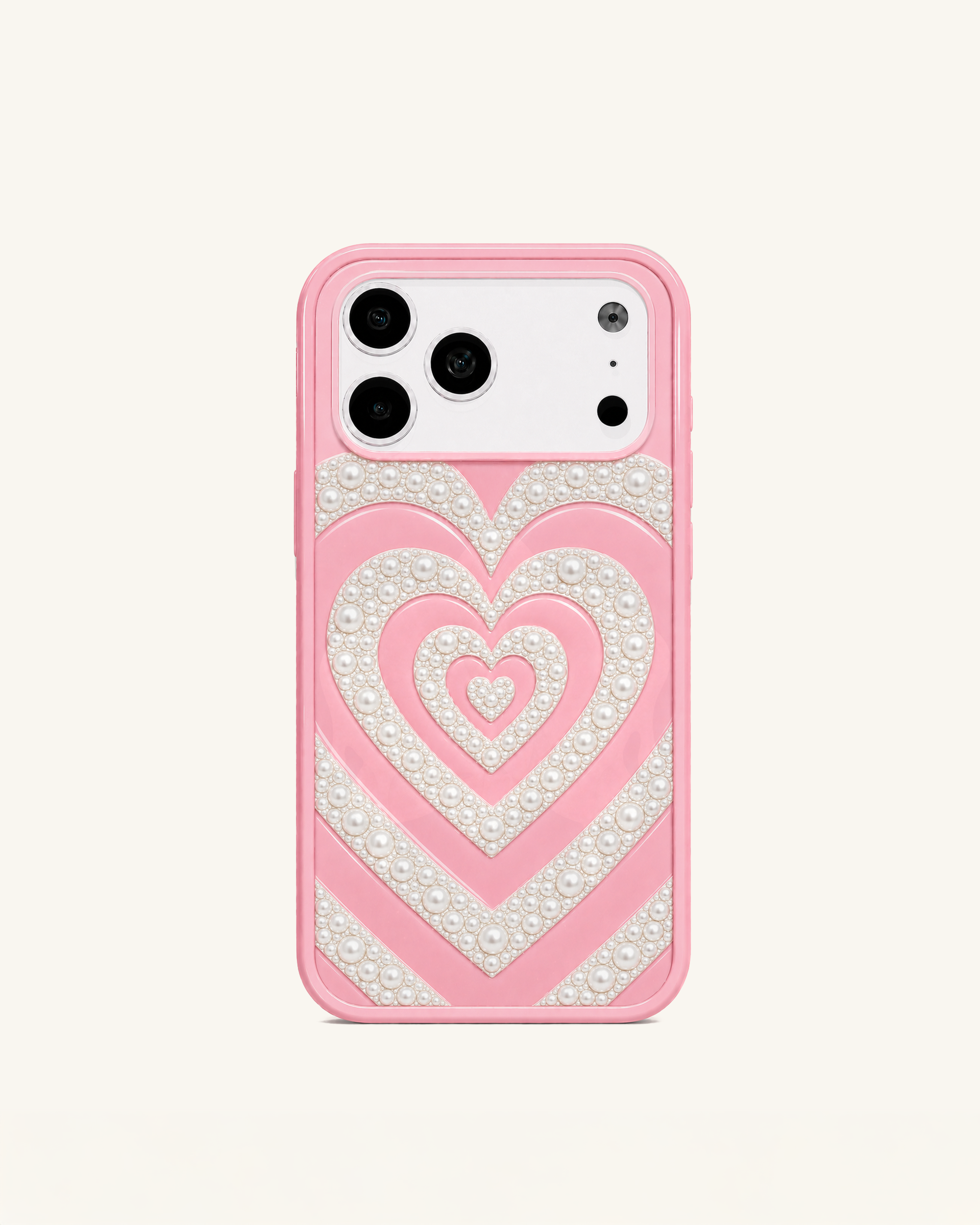 Pearl Heart Pattern Phone Case – Pink