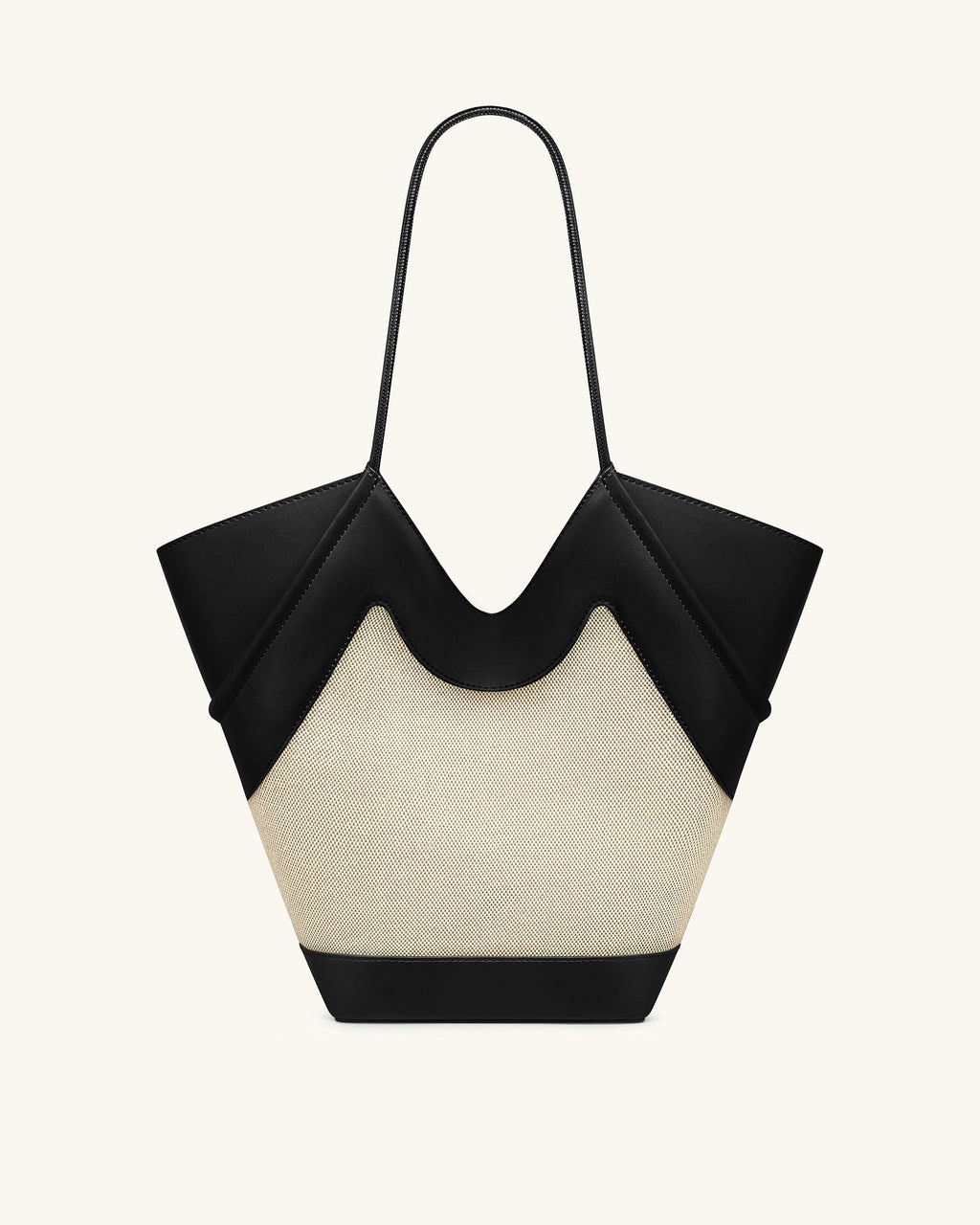 Maribel Panel Tote Bag - Black Canvas