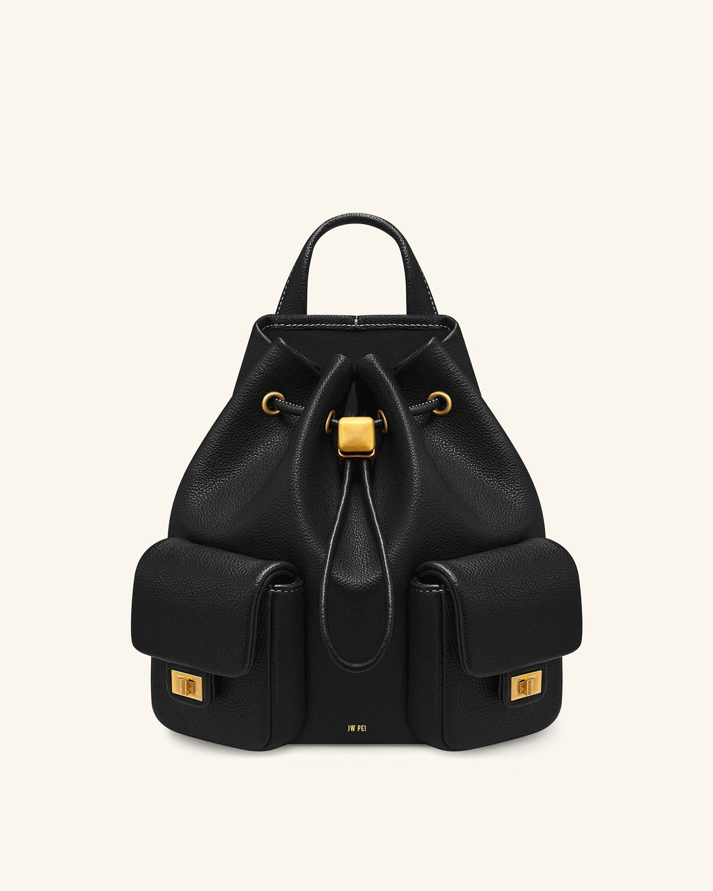 Avery Pebbled Drawstring Utility Backpack – Black
