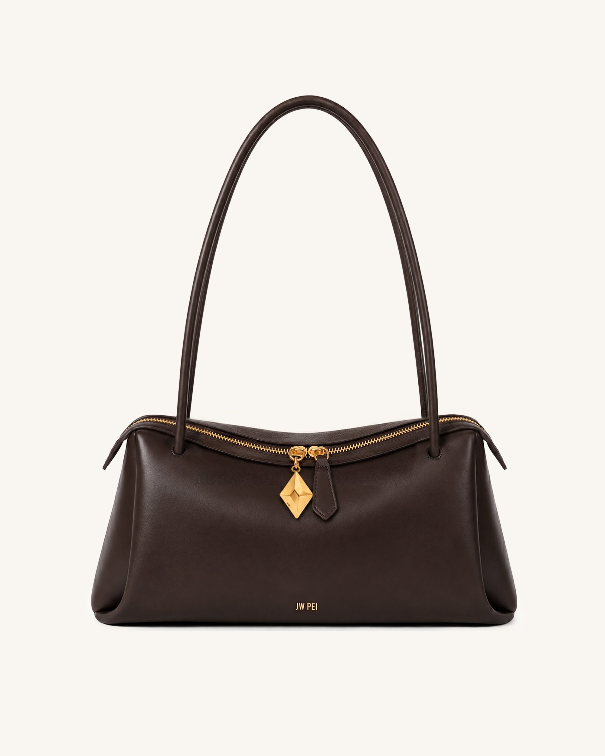 Thea Curved Shoulder Bag - Dark Brown