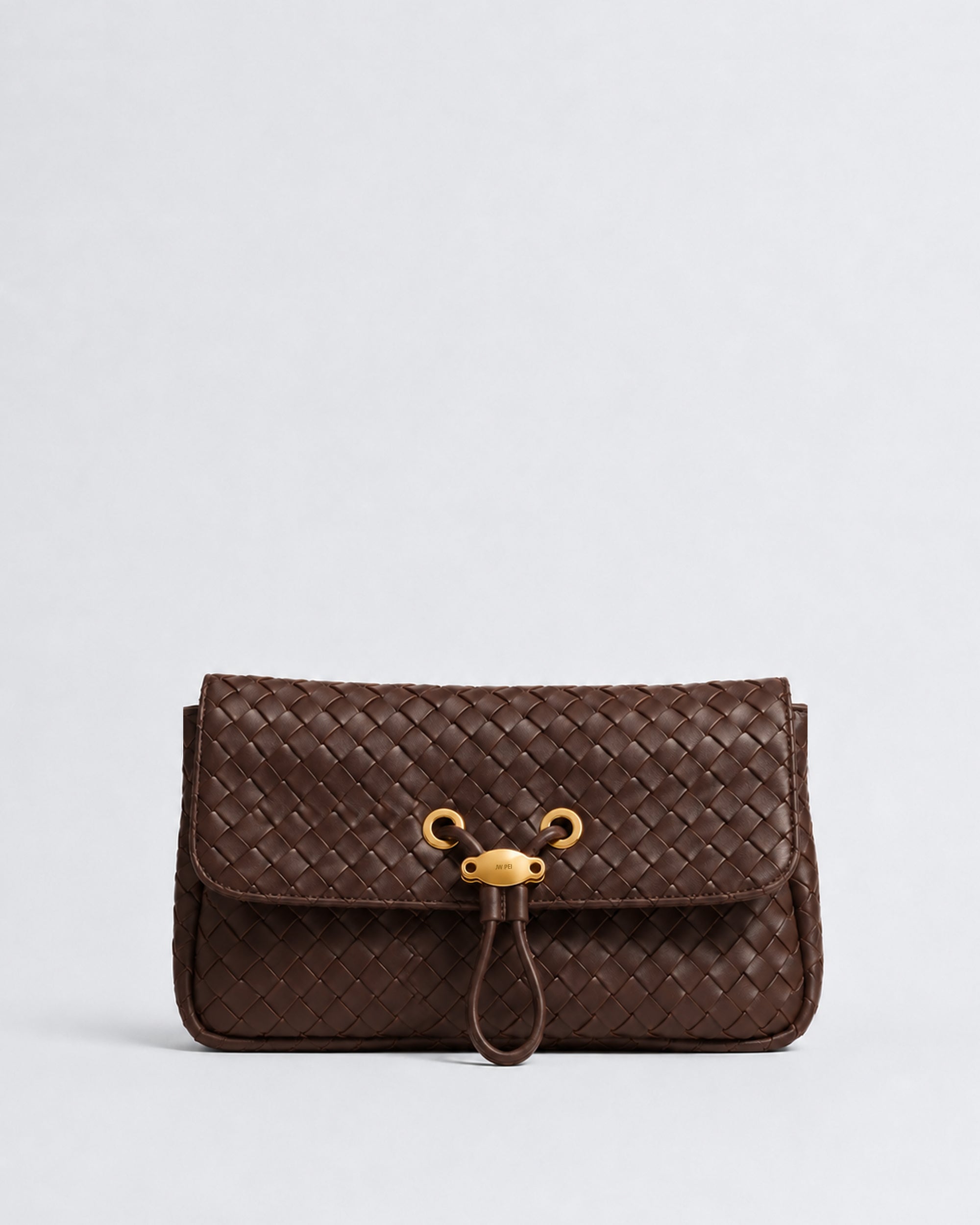 Yara Woven Flap Crossbody Bag - Dark Brown