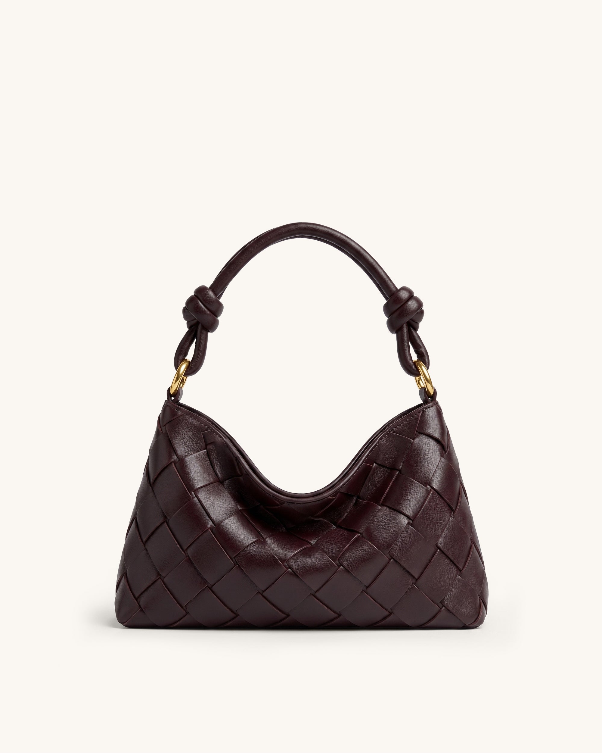 Orla Woven Knotted Shoulder Bag - Deep Burgundy