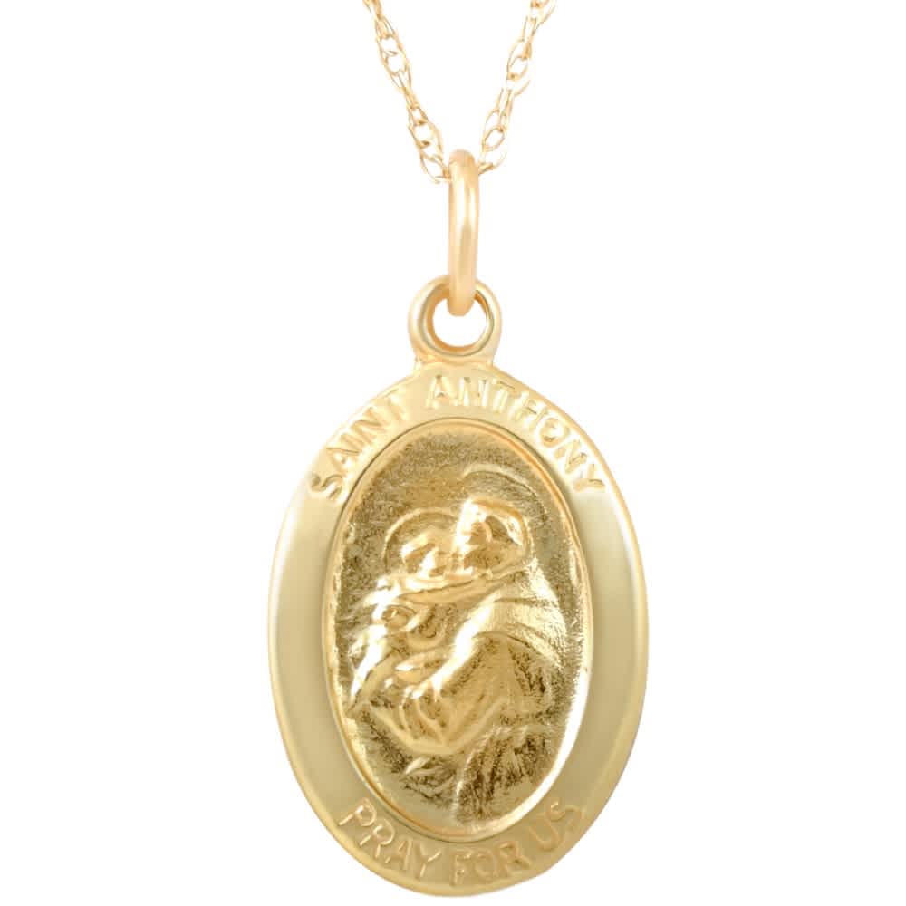 14k Yellow Gold St. Anthony Medal Pendant .5" Tall 1.5 Grams