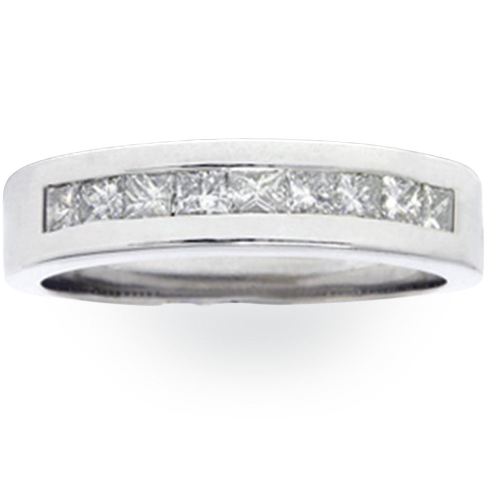 1ct Princess Cut Diamond Wedding Mens 14K White Gold Ring Size Selectable