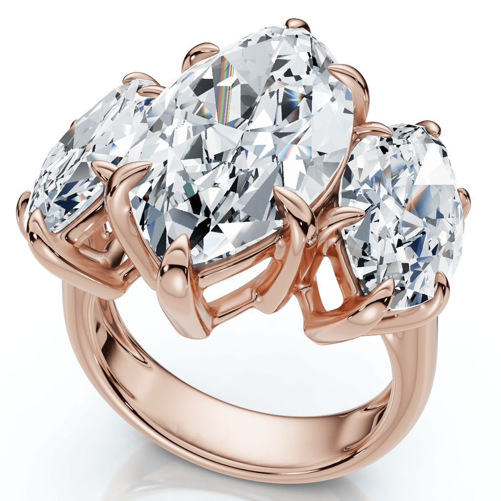 Certified 10Ct Marquise Diamond Engagement Ring 3-Stone 14k Gold or Pt Lab Grown