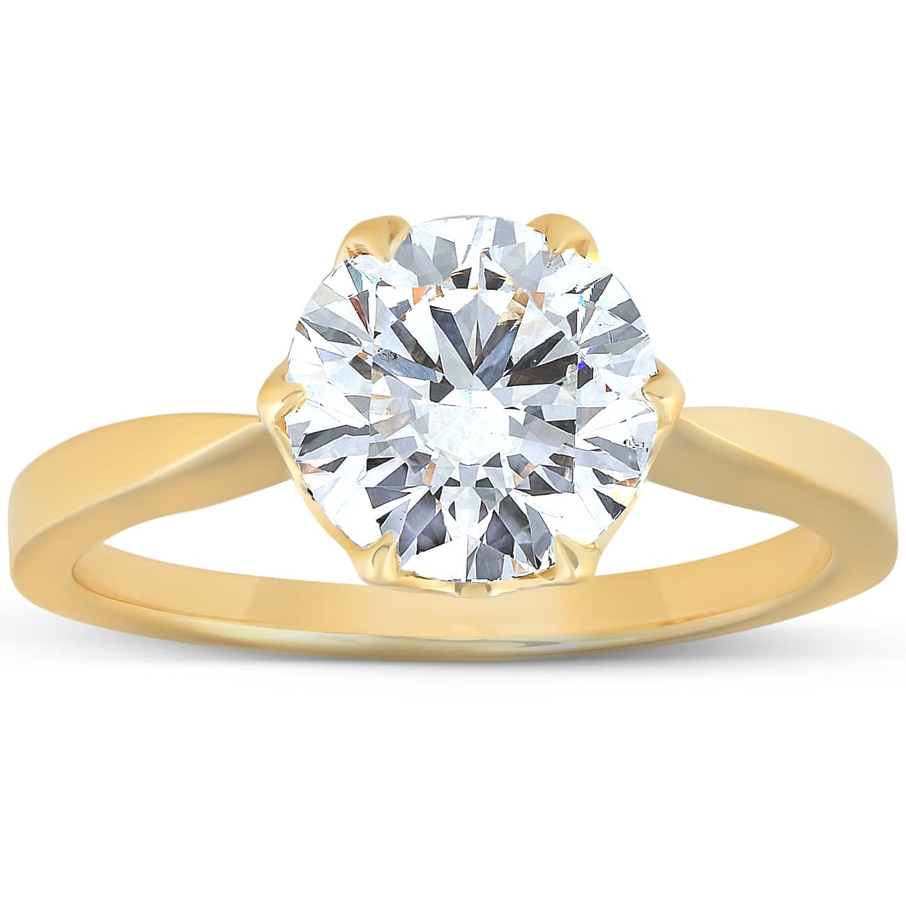 2 Ct Diamond Solitaire Engagement Ring 14k Yellow Gold Lab Grown