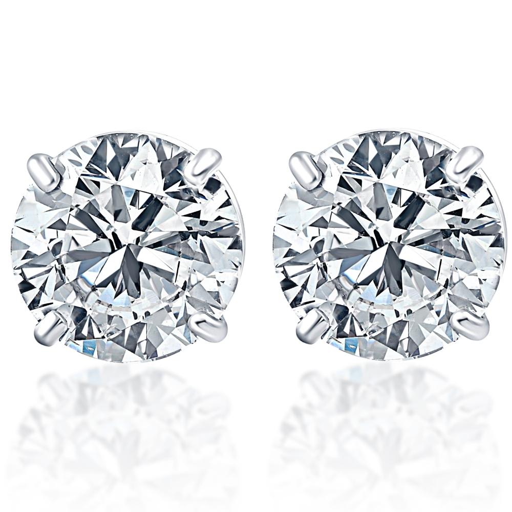 .33Ct Round Brilliant Cut Natural Quality VS2-SI1 Diamond Stud Earrings in 14K Gold Basket Setting