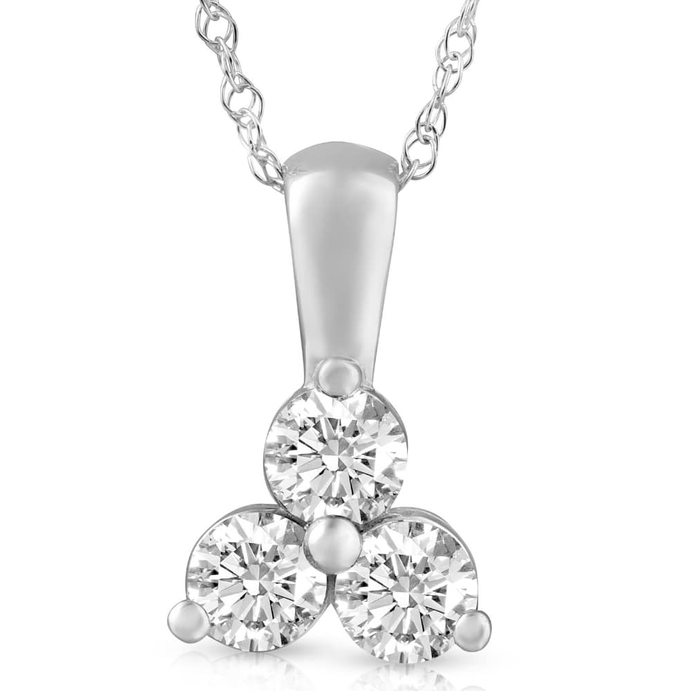 2 Ct TW Diamond 3-Stone Pendant in 14k White Gold Necklace Lab Grown