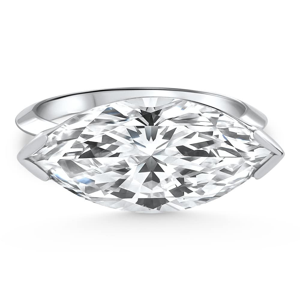 6Ct White Gold Certified Lab Grown Marquise Diamond East West Engagement Ring Size: 7