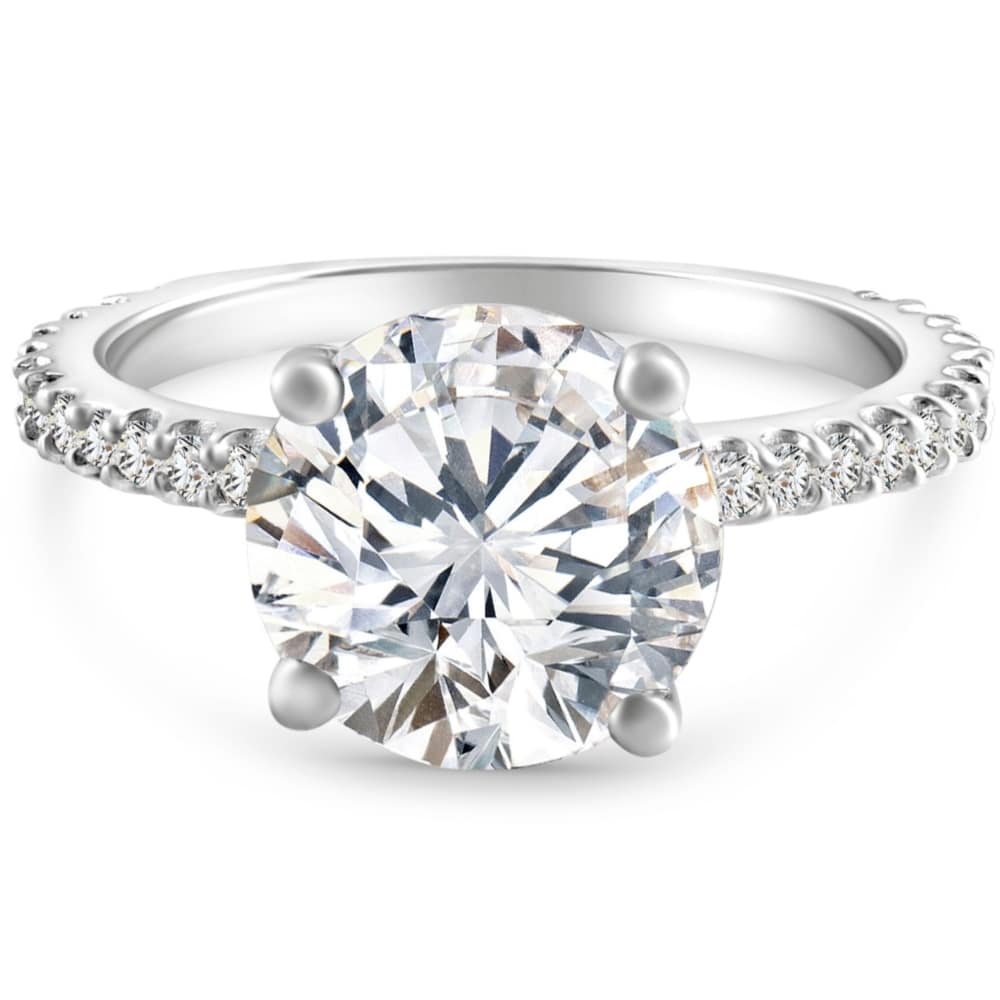 Certified 4 1/4Ct Diamond Engagement Ring 14k Gold Lab Grown With Sidestones