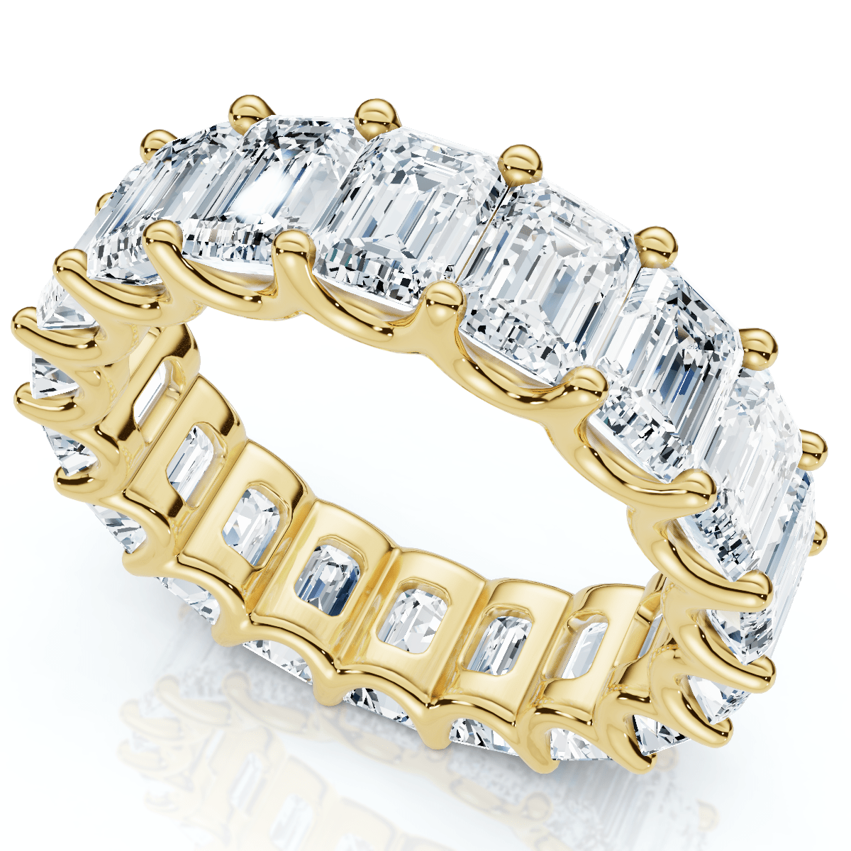 11 1/2Ct Emerald Cut Diamond Eternity Ring Gold or Platinum Band Lab Grown