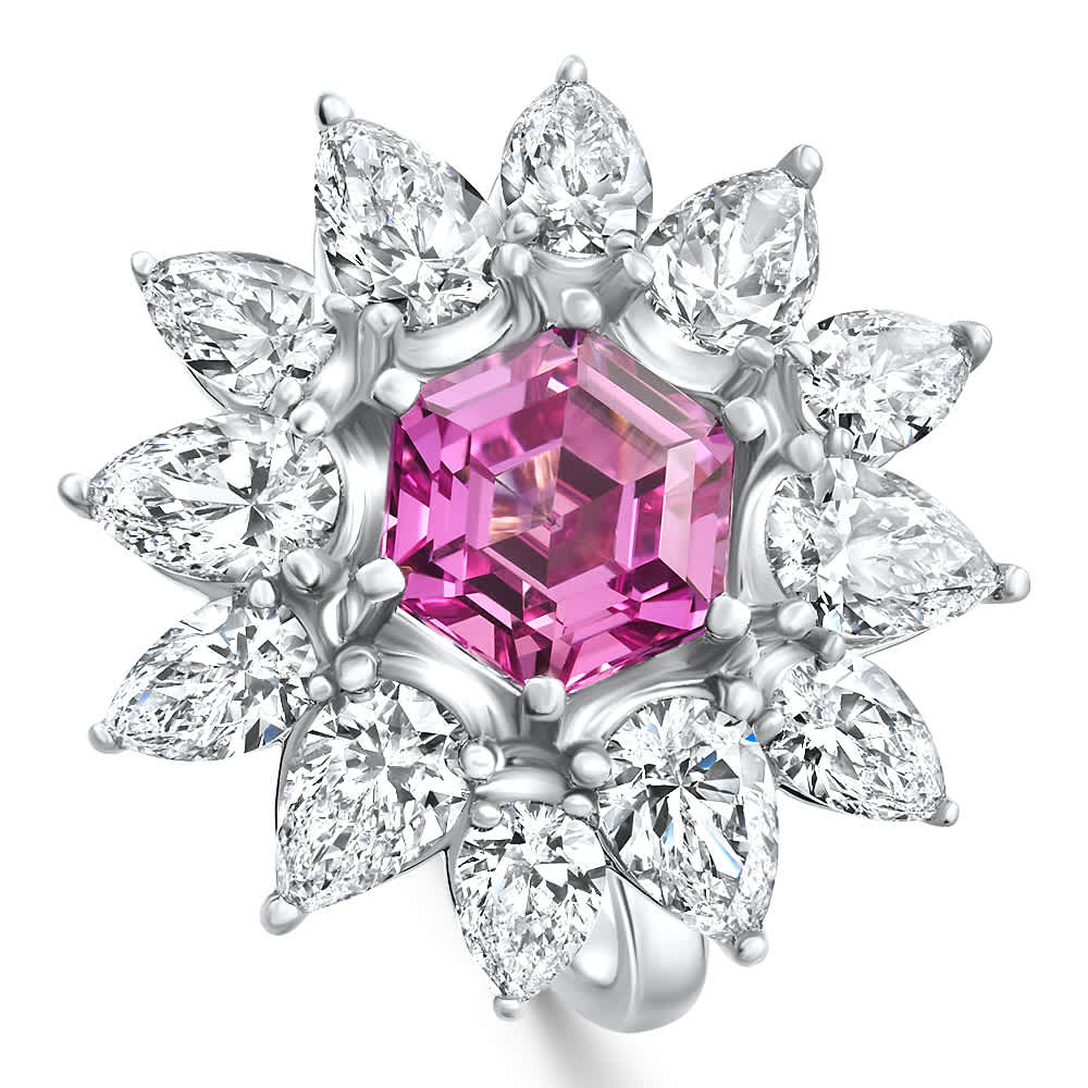 7.18Ct Pink Topaz Diamond Anniversary Ring White Gold Lab Grown Size: 7
