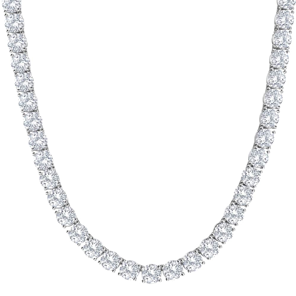 87.80Ct TW Diamond Tennis Necklace 14k White Gold 18" Lab Grown