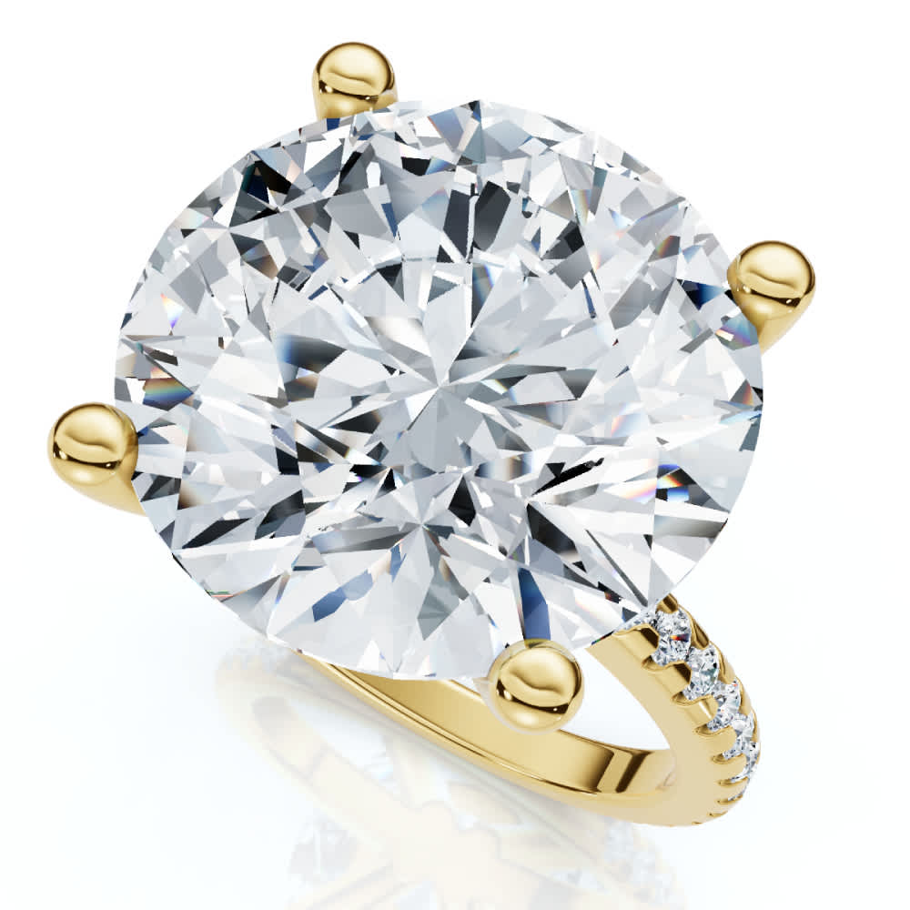 Certified 10 1/3Ct Round Diamond Engagement Ring With Accents 14k Gold Lab Grown